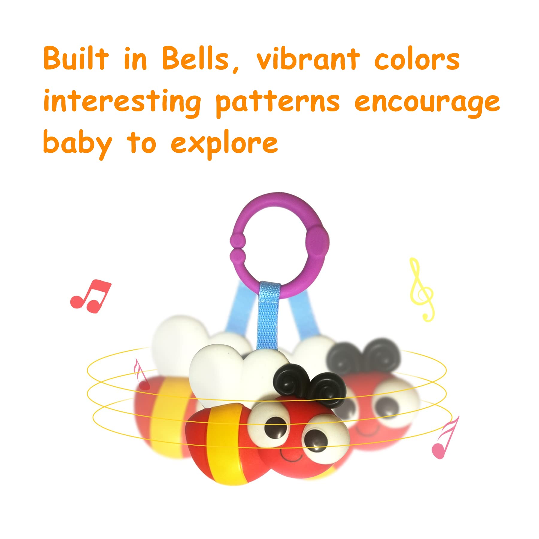 Cartoon Animal Hanging Rattle Toys for Babies - 4 Pack Handbells & Baby Rattles for Crib, Car Seat, Stroller - Perfect Newborn Gift for Birthdays & Travel | Stimulate Sensory Development & Playtime Fun