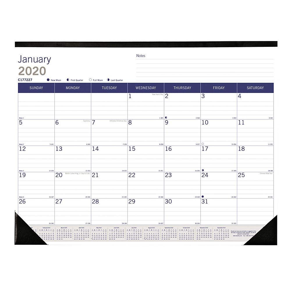 Blueline 2020 DuraGlobe Monthly Desk Pad Calendar, 22 x 17 Inches - Large Office Planner for Productivity & Scheduling - Perfect for Home, Office, or School Organization (C177227-20)