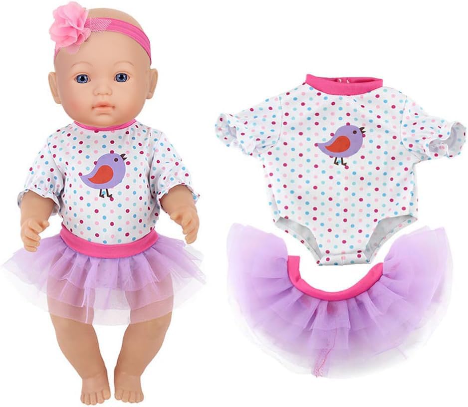 4 Sets Fashion Outfits for 14-16 Inch Baby Dolls | Fits 15-18 Inch & 43cm Newborn Dolls | Cute Doll Clothes for Dress Up & Role Play (Doll Not Included) | Perfect for Pretend Play, Birthday Gifts & Collectors
