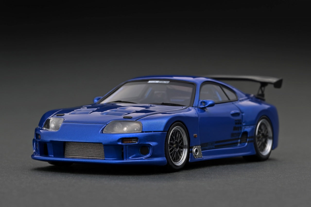 1:43 Scale Toyota Supra JZA80 TOP SECRET GT 300 Diecast Model Car - Blue Metallic Finish - Collectible Japanese Sports Car for Display & Racing Enthusiasts