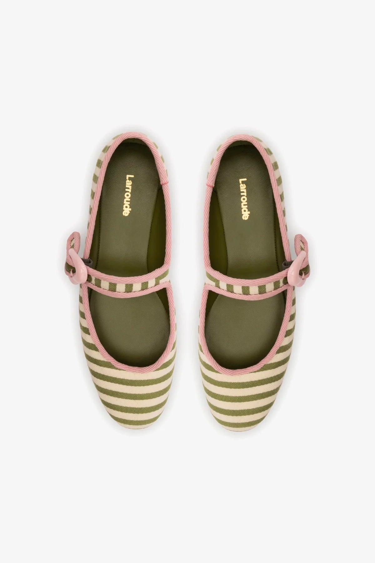 Verona Ballet Flats for Women - Comfortable Seaweed & Natural Striped Fabric Shoes with Elegant Tulip Trimming | Perfect for Office, Casual Wear & Spring Outfits
