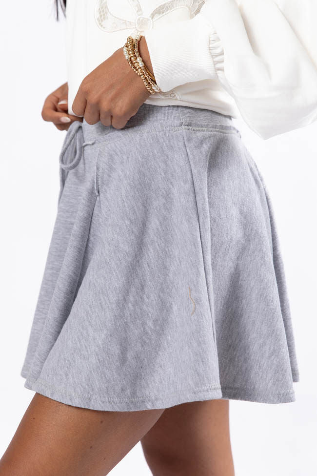 Where To Next Grey Knit Skort - Women's Stretchy High Waist Tennis Skirt with Shorts - Perfect for Golf, Yoga & Casual Wear