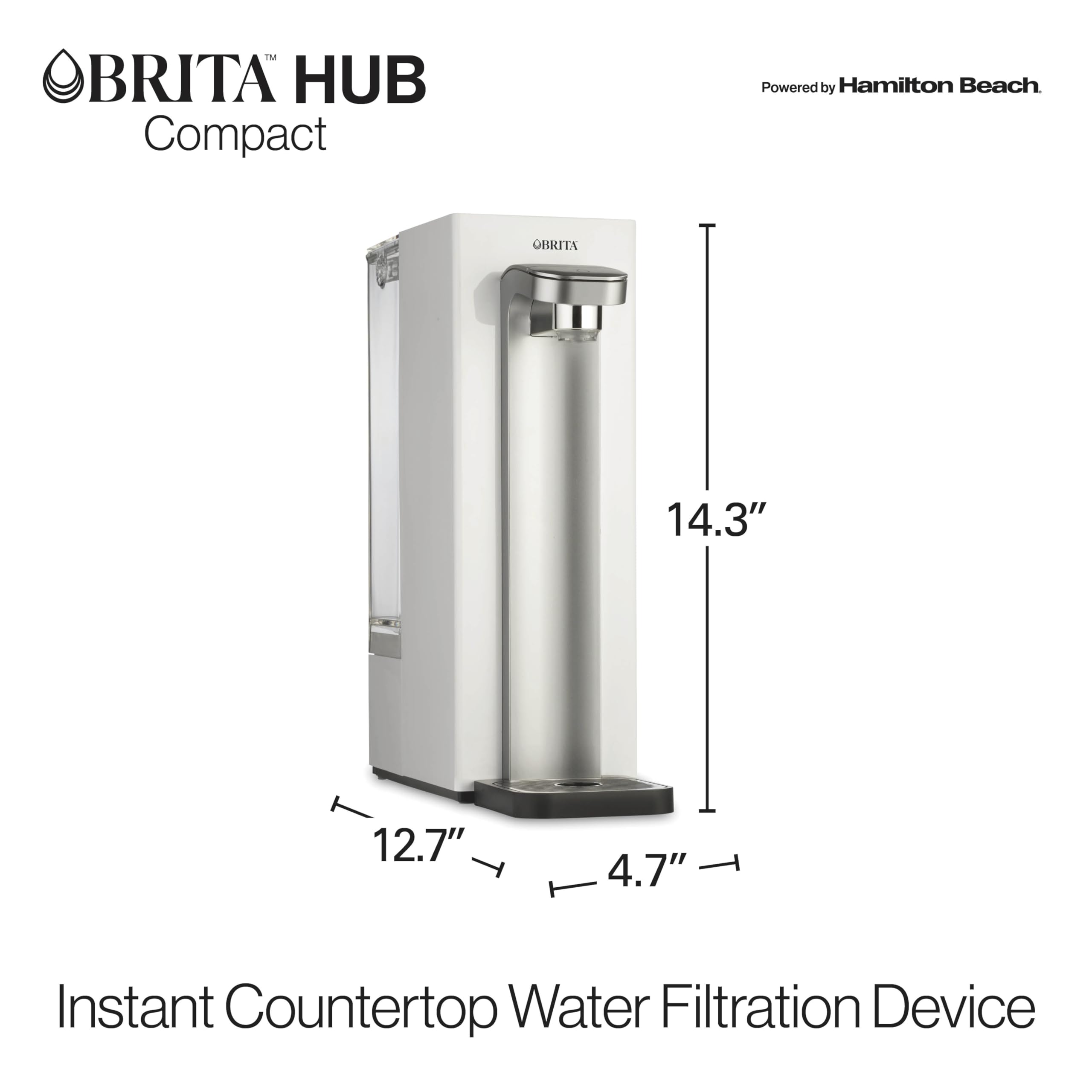 Brita Hub Compact Instant Powerful Countertop Water Filter System - Reduces 70+ Contaminants, 9 Cup Capacity, Includes 6-Month Carbon Block Filter (White, Model 87344) | Perfect for Kitchen, Office & Small Spaces