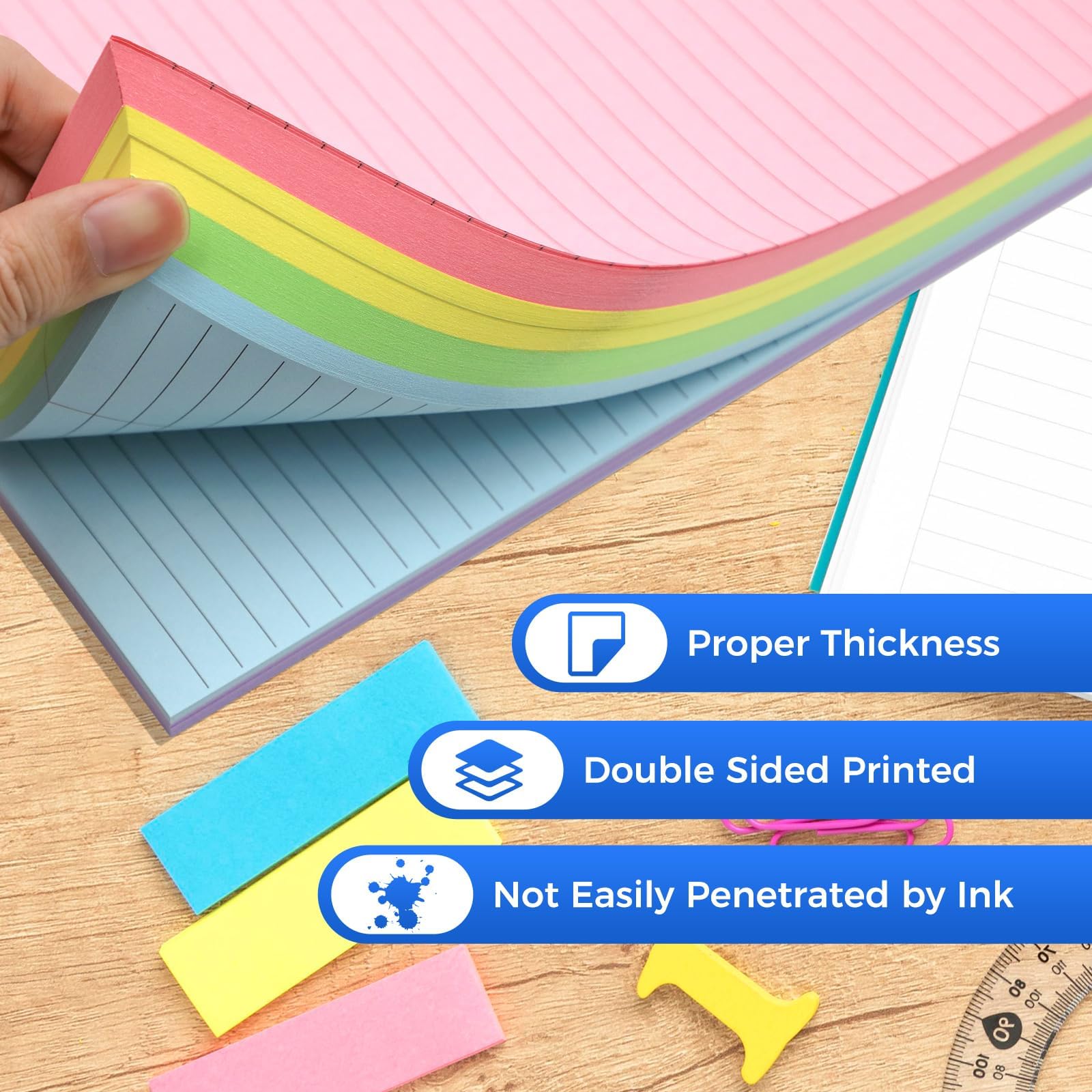 300 Sheets Colorful College Ruled Loose Leaf Paper - 3-Hole Punched 8