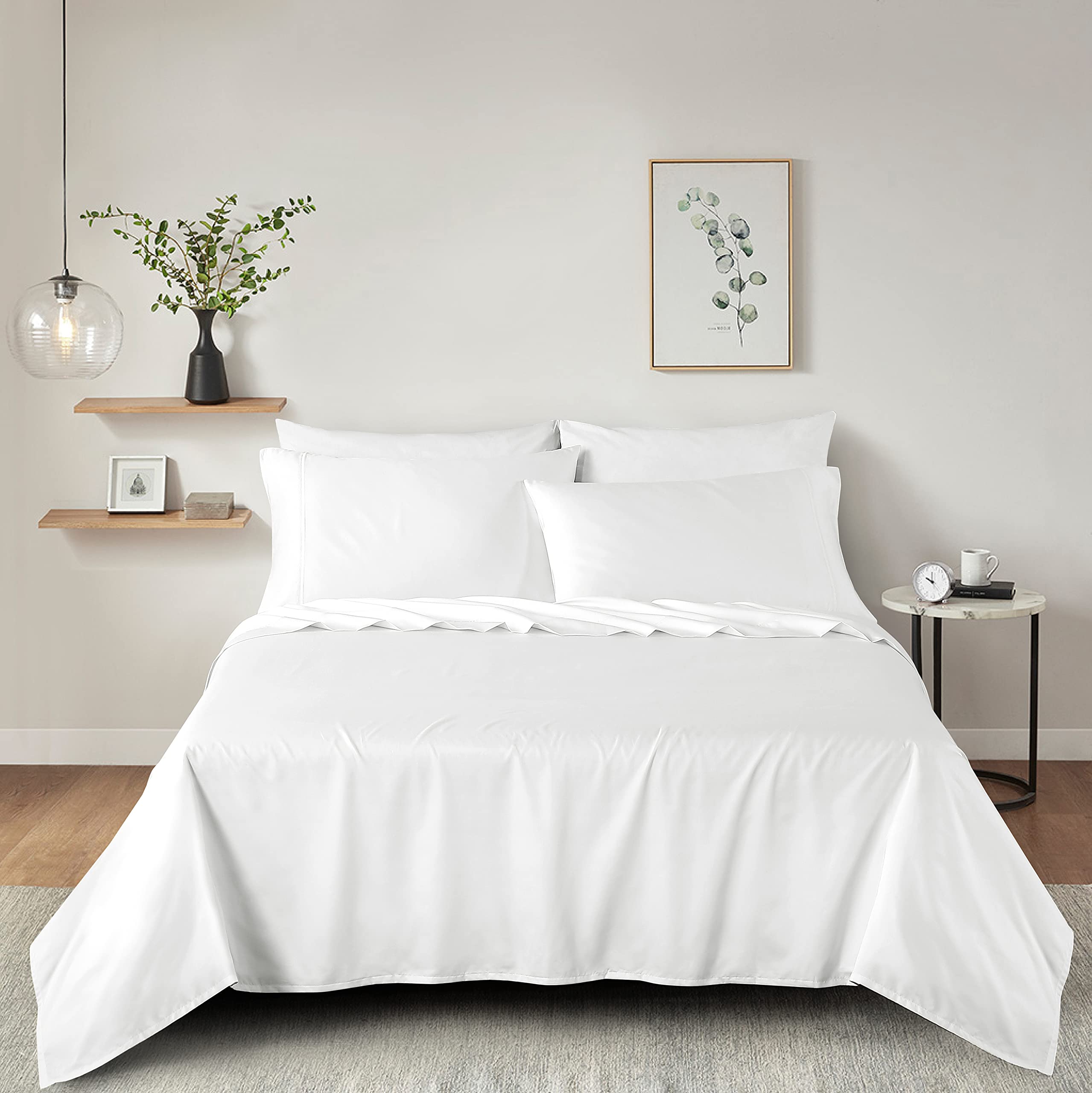Premium 600 Thread Count 100% Supima Cotton Queen Size Bed Sheet Set - 4 Piece Soft & Silky Sateen Weave, Deep Pocket Fits Mattress Up to 18