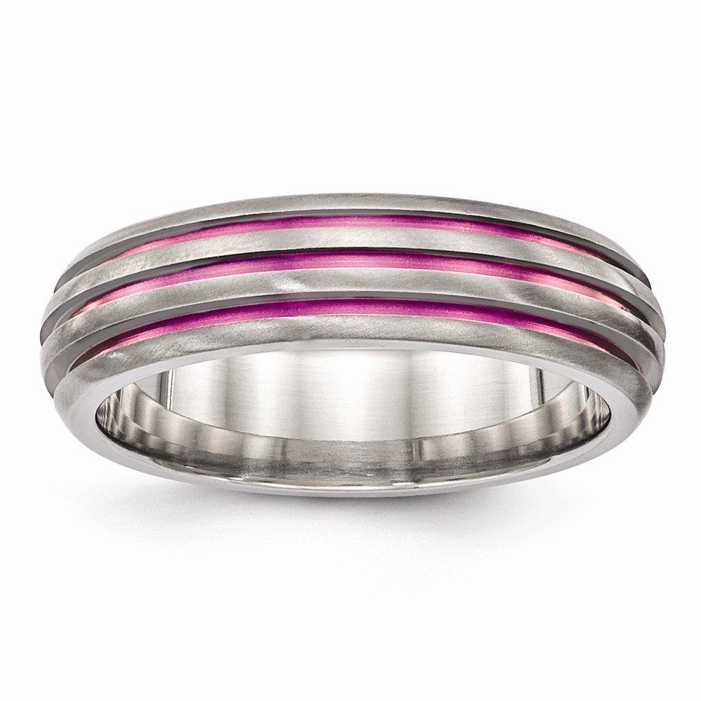 Edward Mirell Titanium Triple Groove Pink Anodized Ring - Hypoallergenic Wedding Band for Men & Women - Perfect for Engagement, Anniversary & Everyday Wear