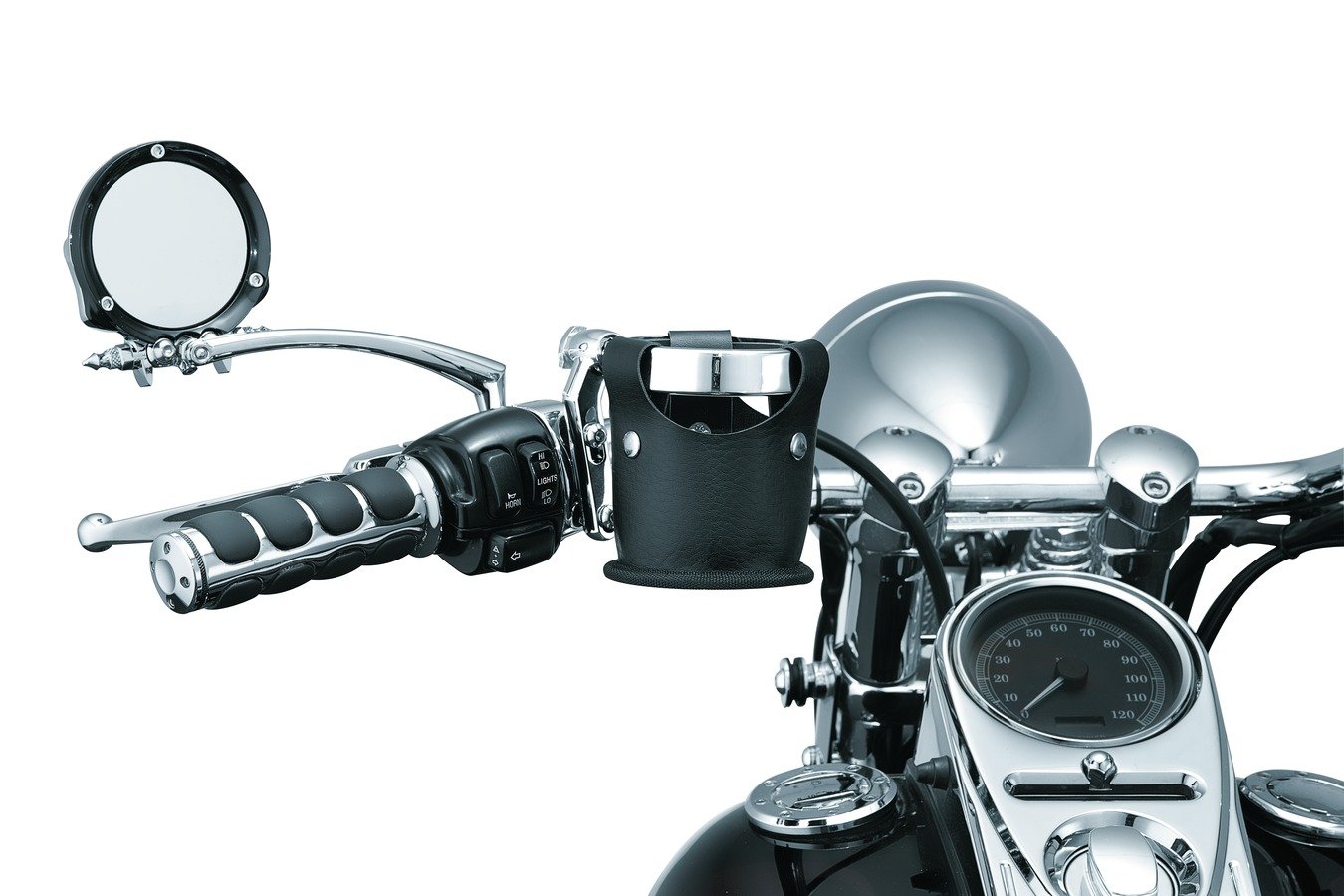 Kuryakyn 1500 Universal Motorcycle Cup Holder - Chrome Drink Ring Handlebar Accessory with Perch Mount | Perfect for Harley, Cruiser & Touring Bikes - Enjoy Coffee or Beverages on the Road