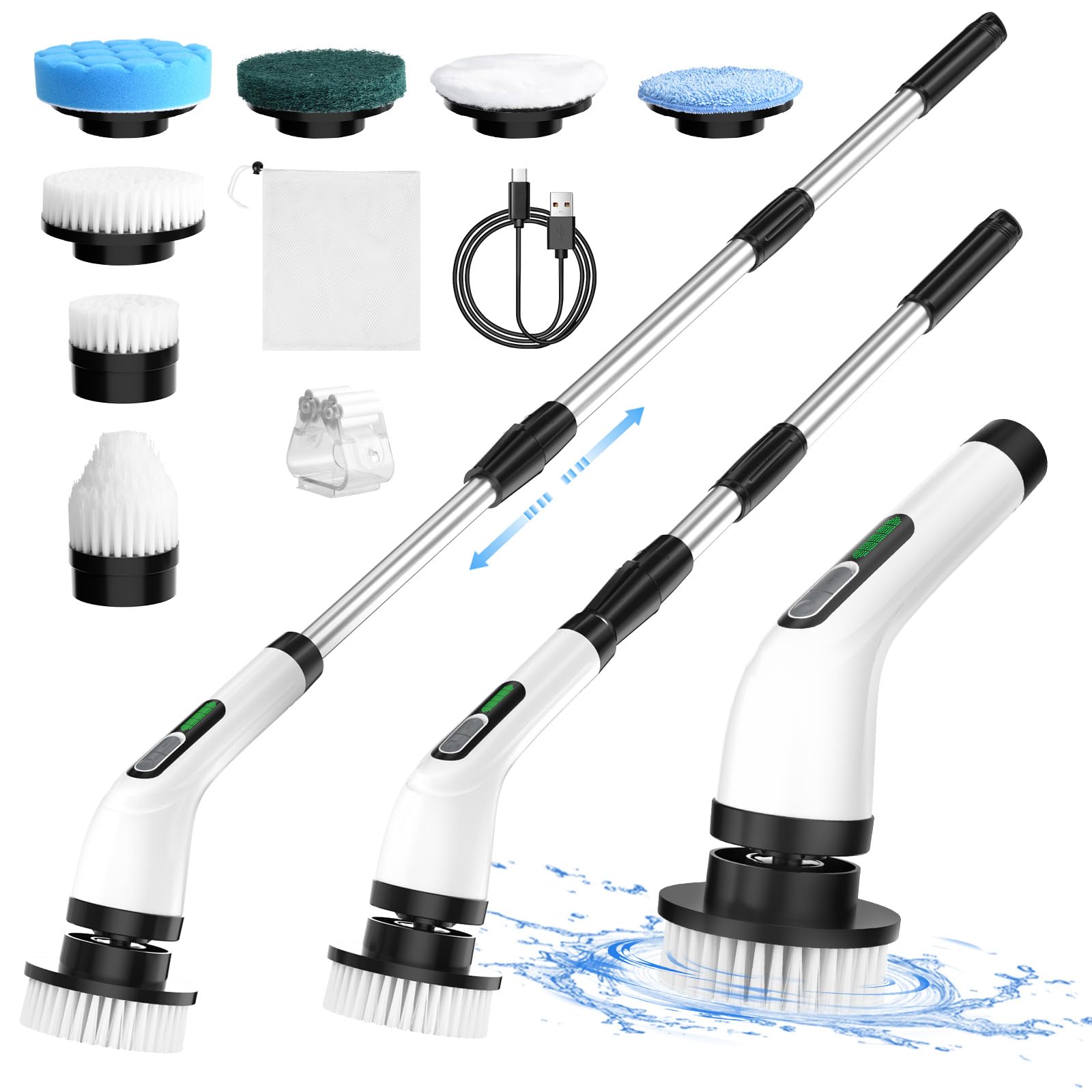 **Cordless Electric Spin Scrubber with 7 Replaceable Brush Heads – 2 Adjustable Speeds & Detachable Handle for Deep Cleaning Floors, Bathroom, Tub, Tile & Shower – Perfect for Home, Kitchen, and Outdoor Use**