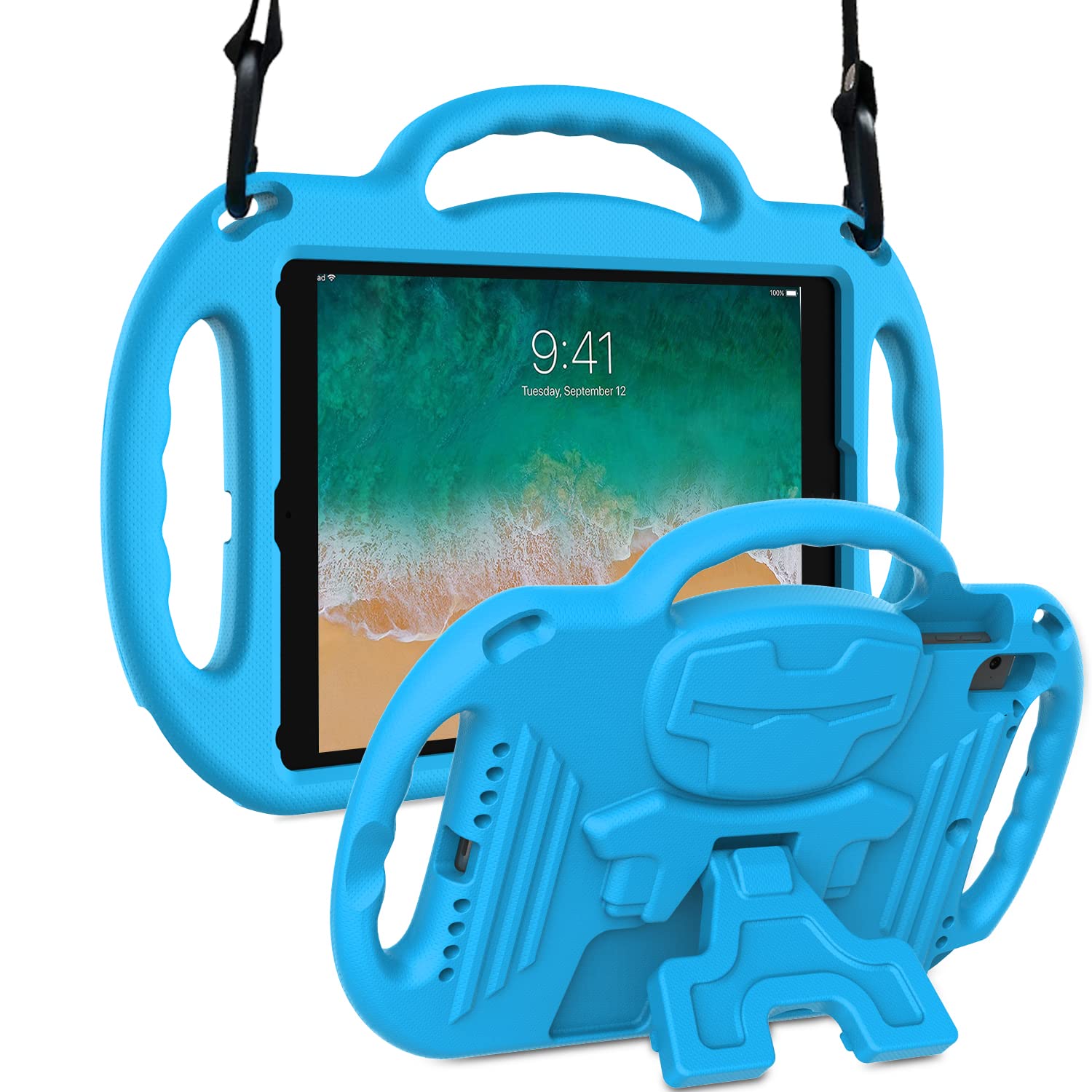 SUPNICE Shockproof iPad Case for iPad 6th/5th Gen & iPad Air 2/1/Pro 9.7 Inch - Lightweight Handle with Adjustable Shoulder Strap | Kids Protective Cover for iPad 2018/2017 | Perfect for School, Travel & Outdoor Activities - Blue