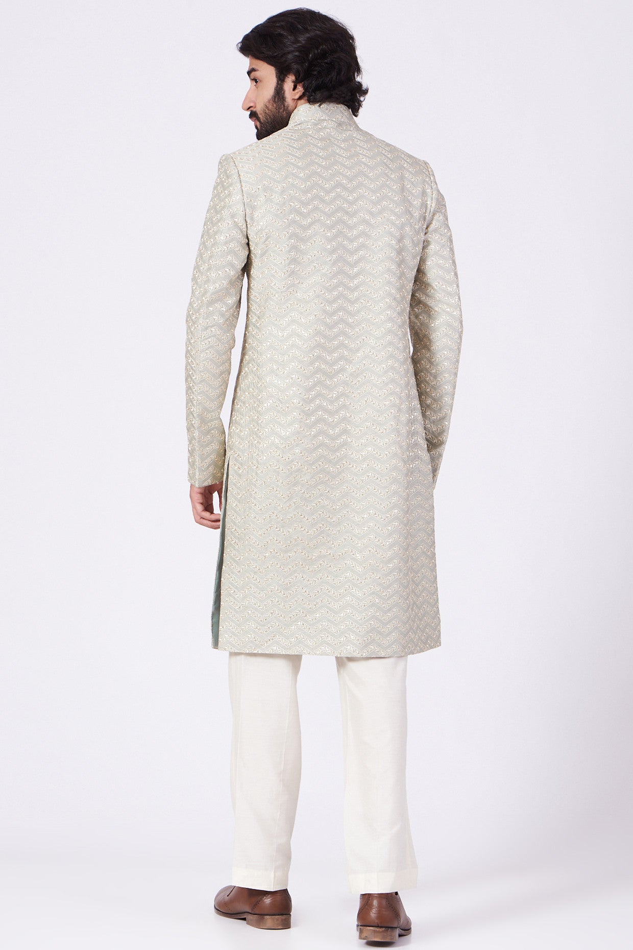 Elegant Mint Green Sherwani with Intricate Embroidery for Men | Traditional Indian Wedding Attire | Perfect for Weddings, Festivals & Special Occasions