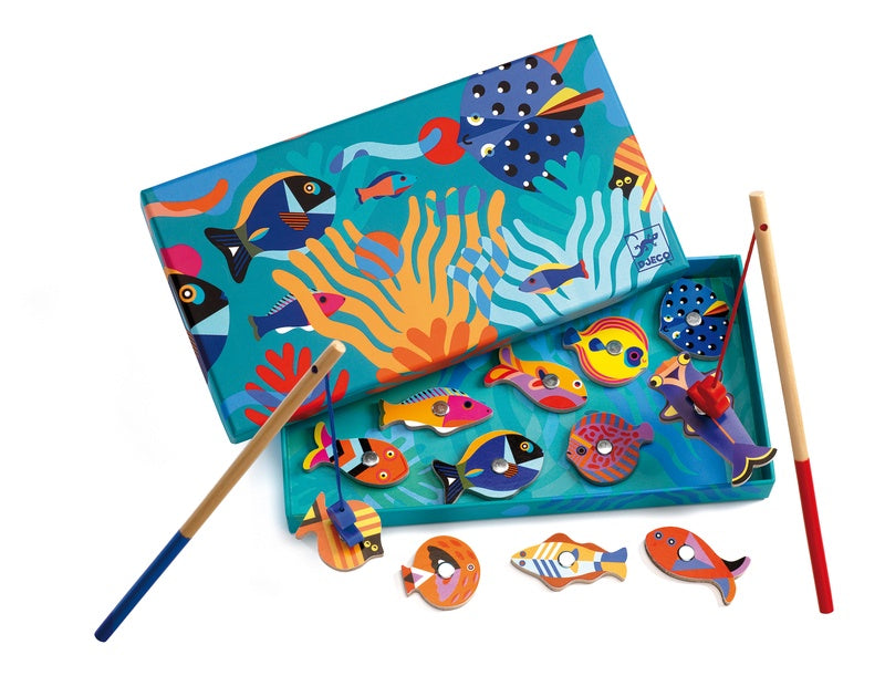 Djeco Wooden Magnetic Fishing Game for Kids - Fun Educational Toy for Fine Motor Skills & Hand-Eye Coordination - Perfect for Birthday Gifts & Family Game Night