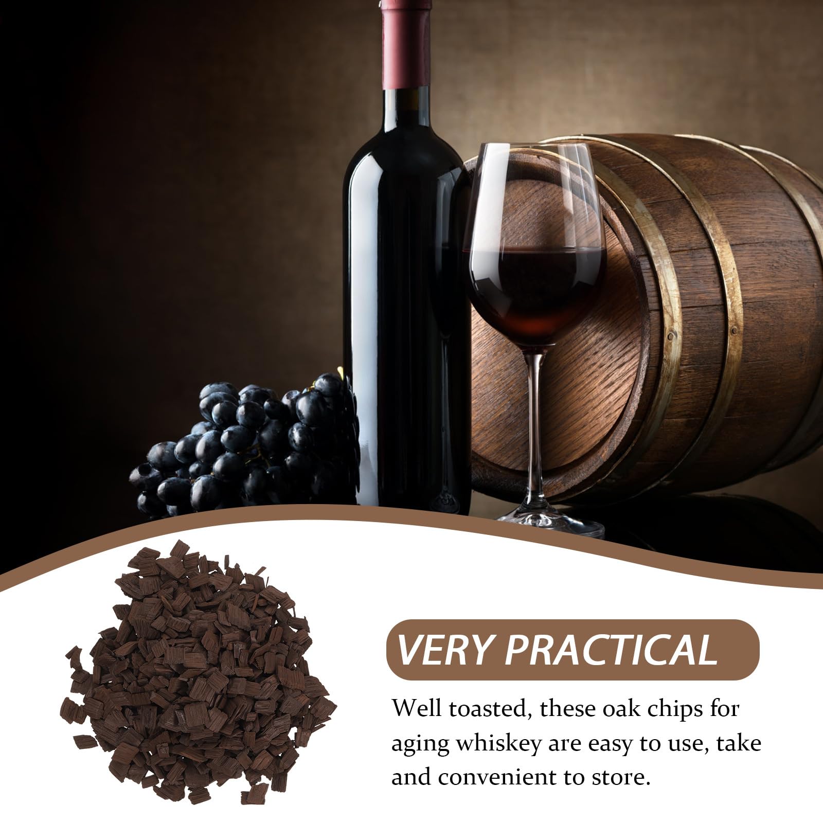 Premium French Oak Chips for Wine Making - 3.5oz Heavy Toasted Oak Wood Chips for Home Brewing, Whiskey & Brandy Aging - Enhance Flavor & Aroma - Perfect for Home Winemakers & Craft Distillers