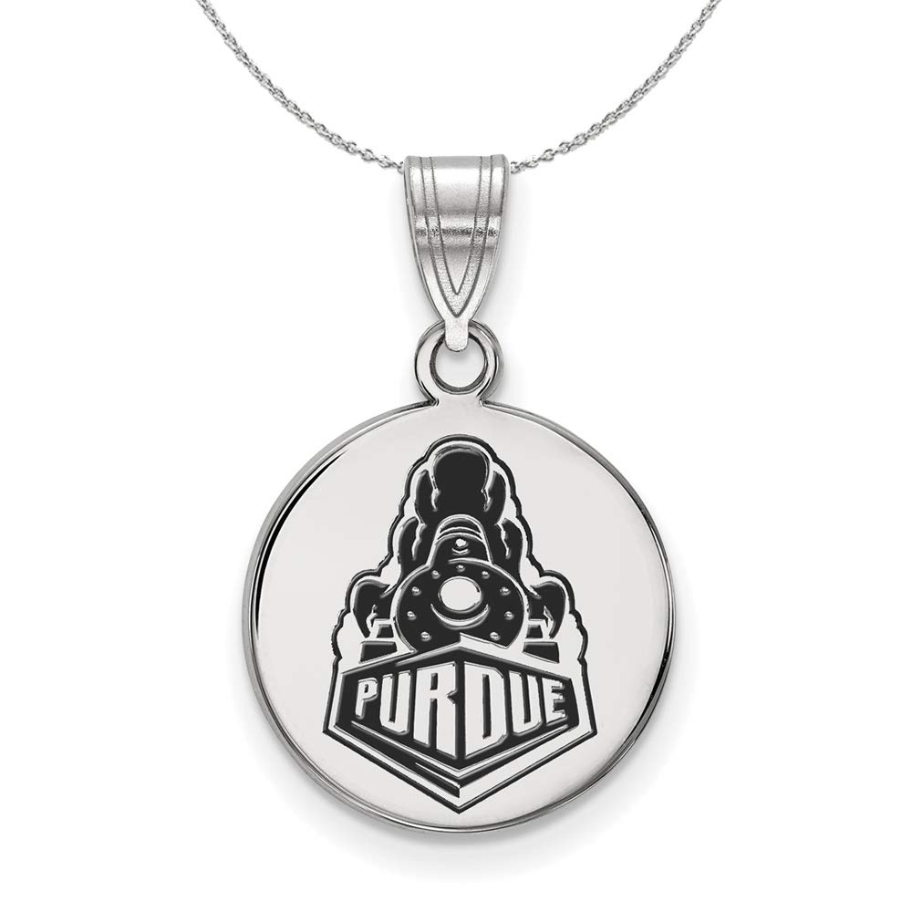 Sterling Silver Purdue Logo Necklace for Women - Elegant Black Bow Jewelry Gift