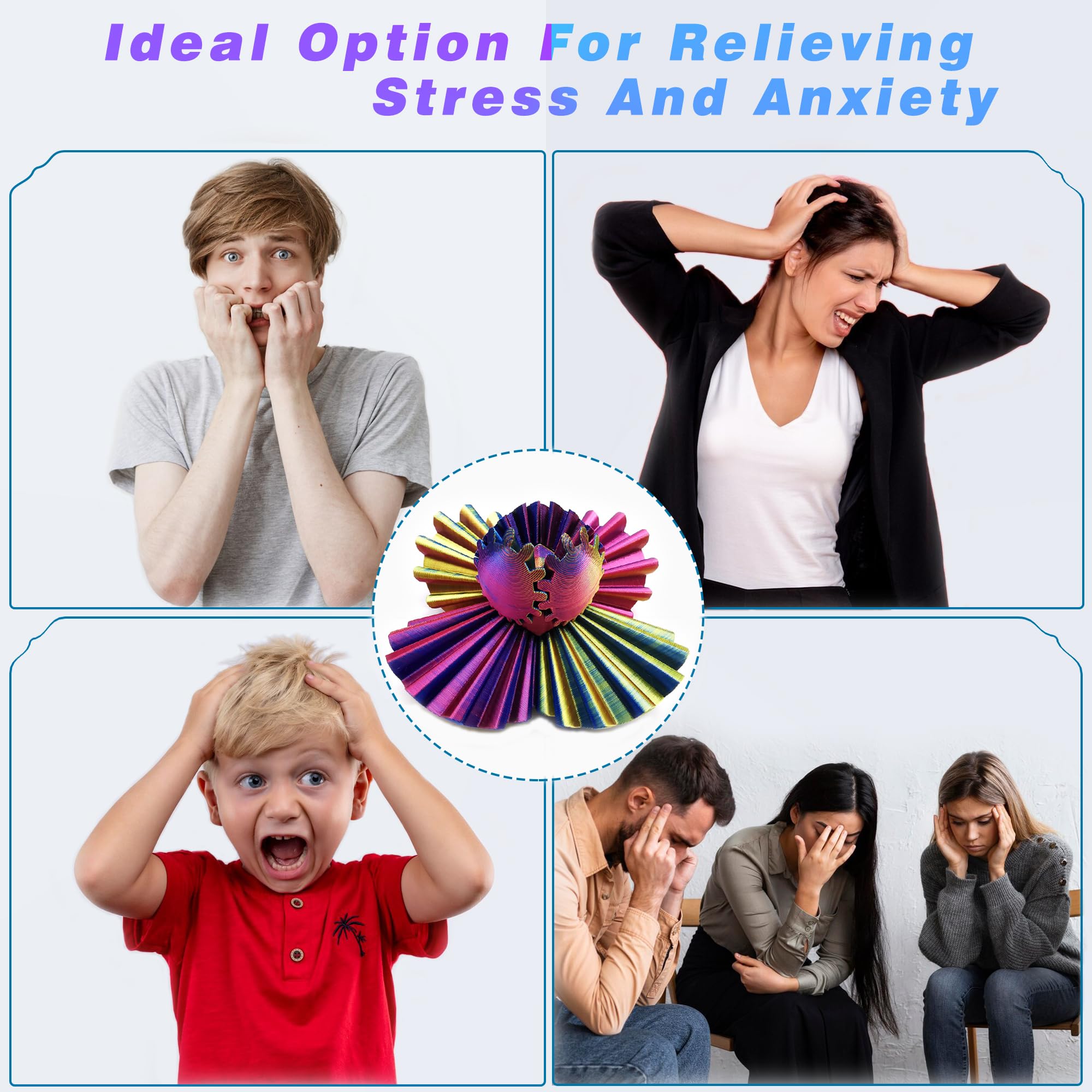 3D Printed Gear Ball Fidget Toy - 3.15 Inch Stress Relief Sphere for Adults & Teens | Purple, Golden, Blue Desk Toy | Perfect for Anxiety Relief, Focus & Office Play