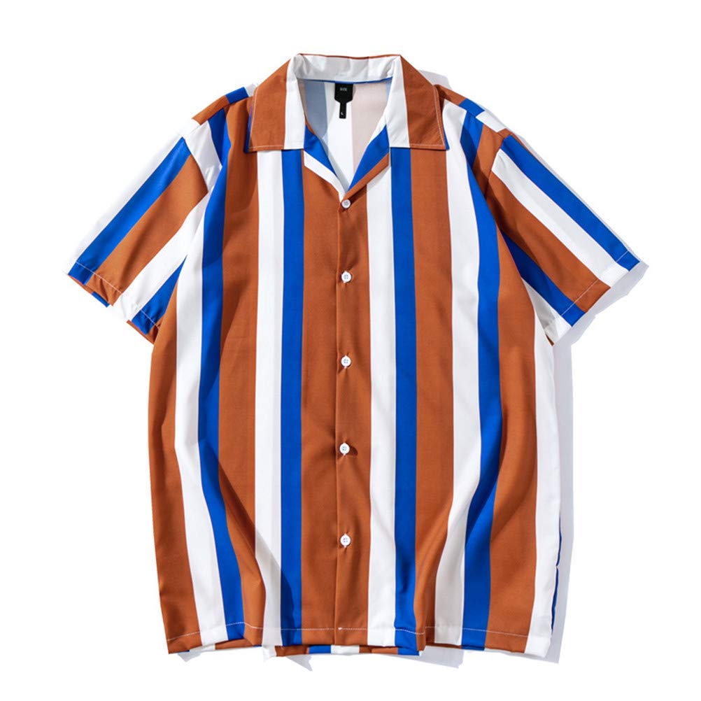 Men's Summer Striped Button Down Shirts for Beach & Casual Wear