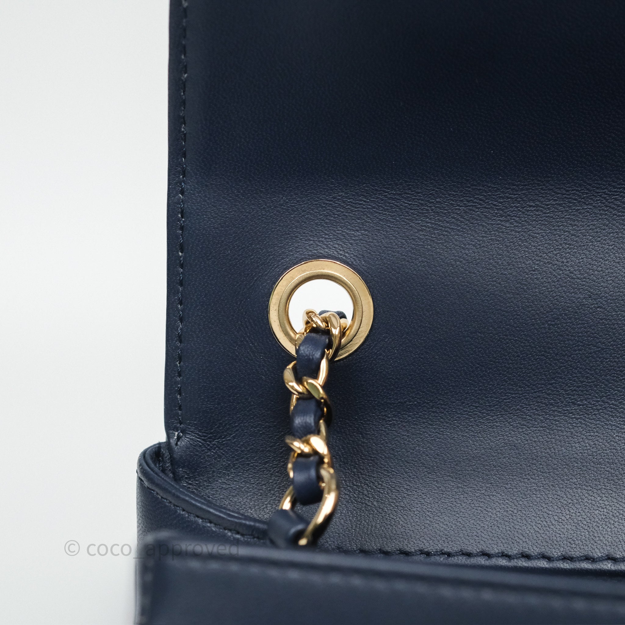 Chanel CC Mania Flap Bag in Navy Lambskin Leather with Gold Hardware - Luxury Crossbody Purse for Women, Perfect for Evening Events & Date Nights