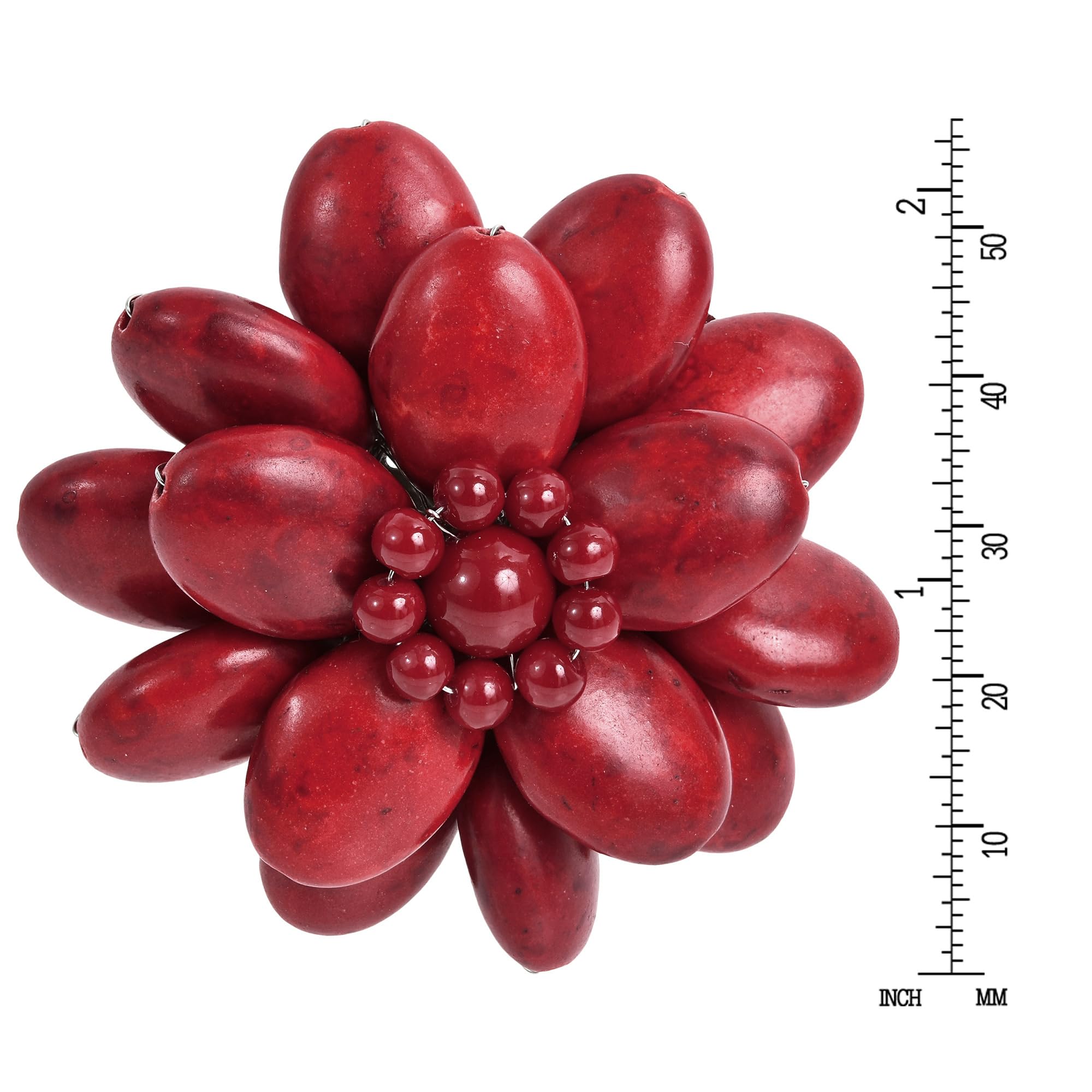 Unique Stylish Red Lotus Reconstructed Coral Stone Floral Brooch Pin for Women | Fashion Jewelry Accessory | Perfect for Weddings, Parties & Special Occasions