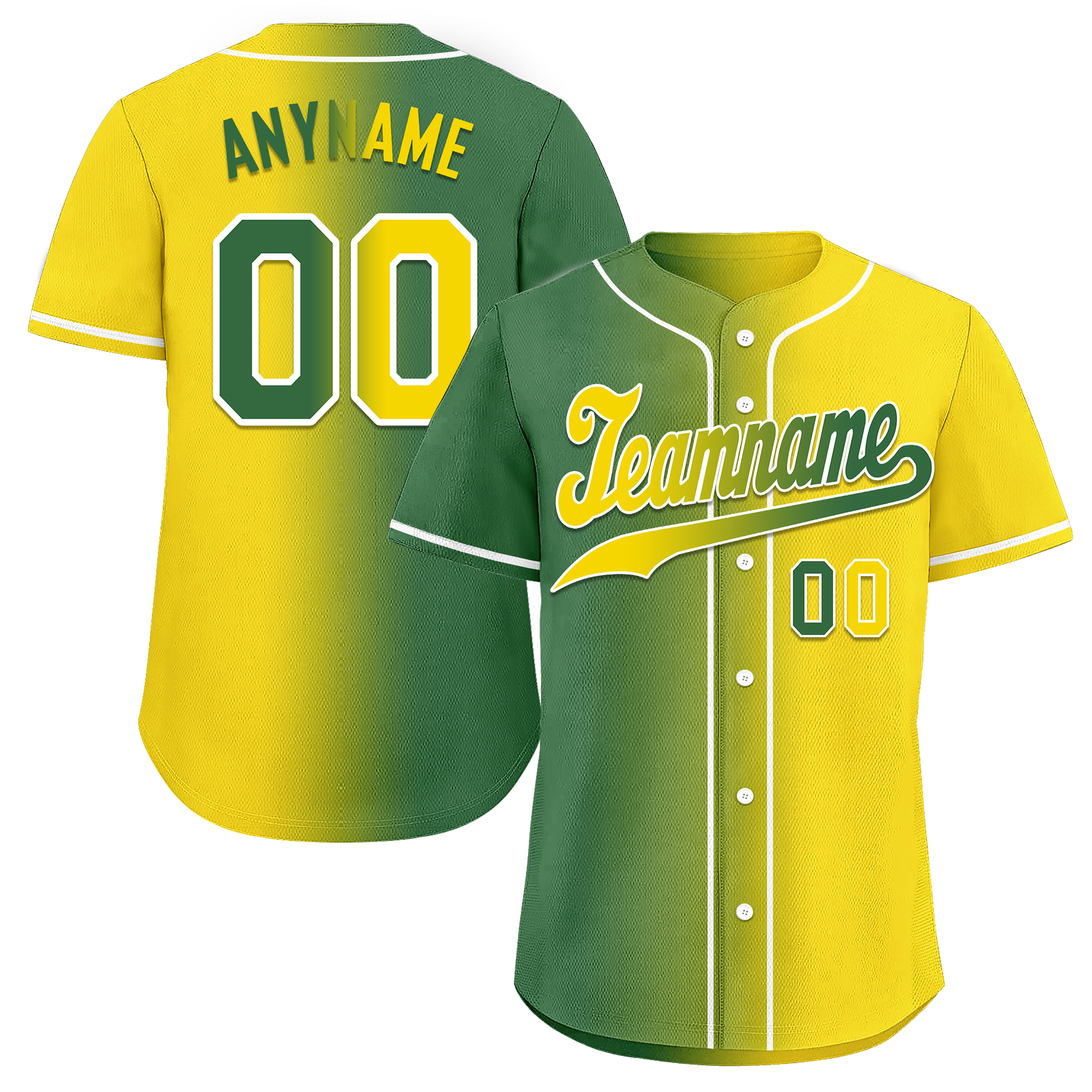 Custom Green Yellow Gradient Personalized Baseball Jersey - Authentic Fashion Sports Apparel BSBJ01 D0a707d - Perfect for Baseball Games, Team Uniforms & Fan Gear