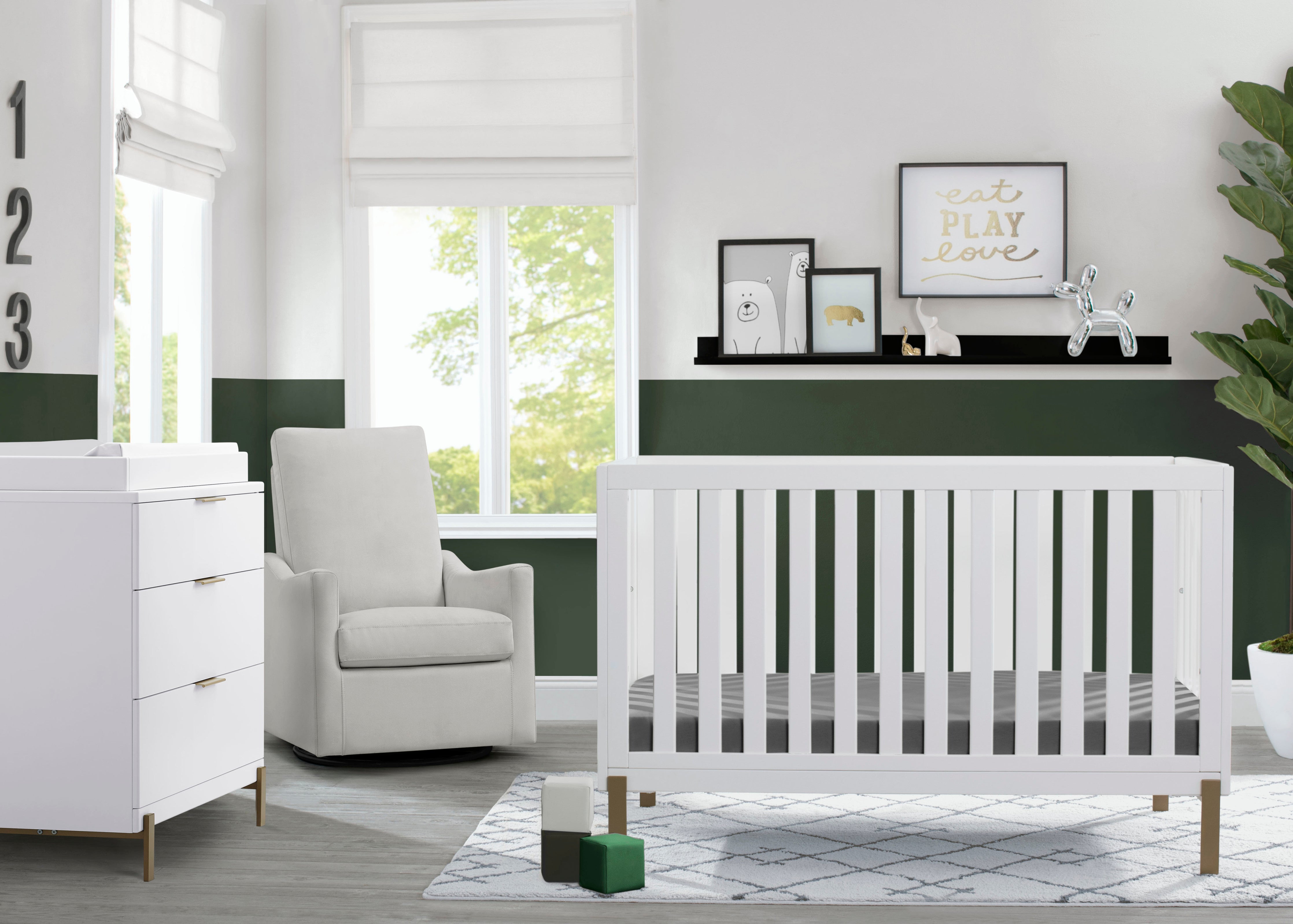 Hendrix 4-in-1 Convertible Baby Crib - Toddler Bed, Daybed & Full-Size Bed - Safe & Stylish Nursery Furniture for Newborns to Teens - Perfect for Small Spaces & Modern Nurseries