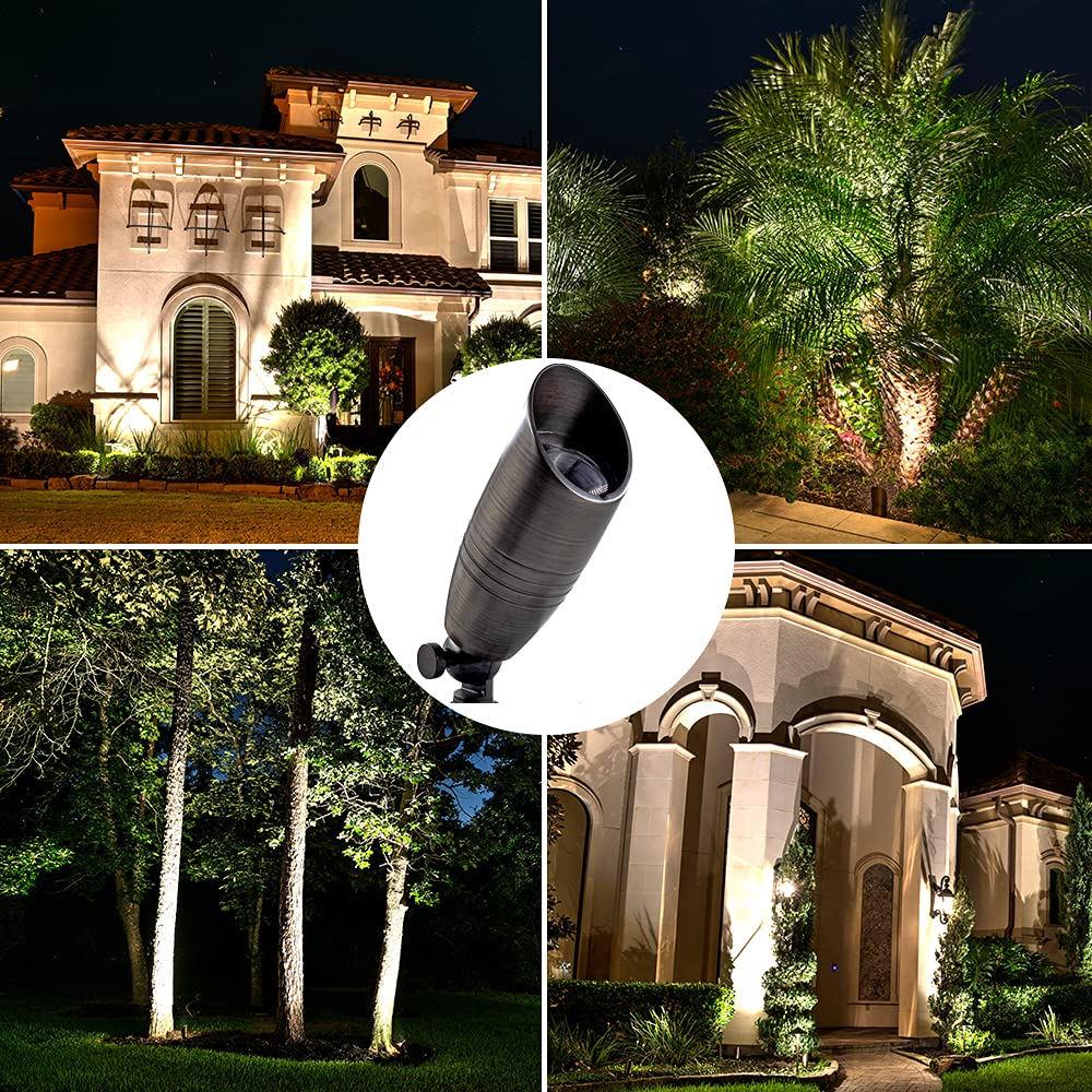 **Outdoor LED Spot Lights - 108W Solid Brass Landscape Lighting for Yard, Garden, Patio, Pool & Deck | Bright, Durable & Energy-Efficient Security Lighting (Bulb Not Included) | Perfect for Highlighting Pathways, Trees & Architectural Features**