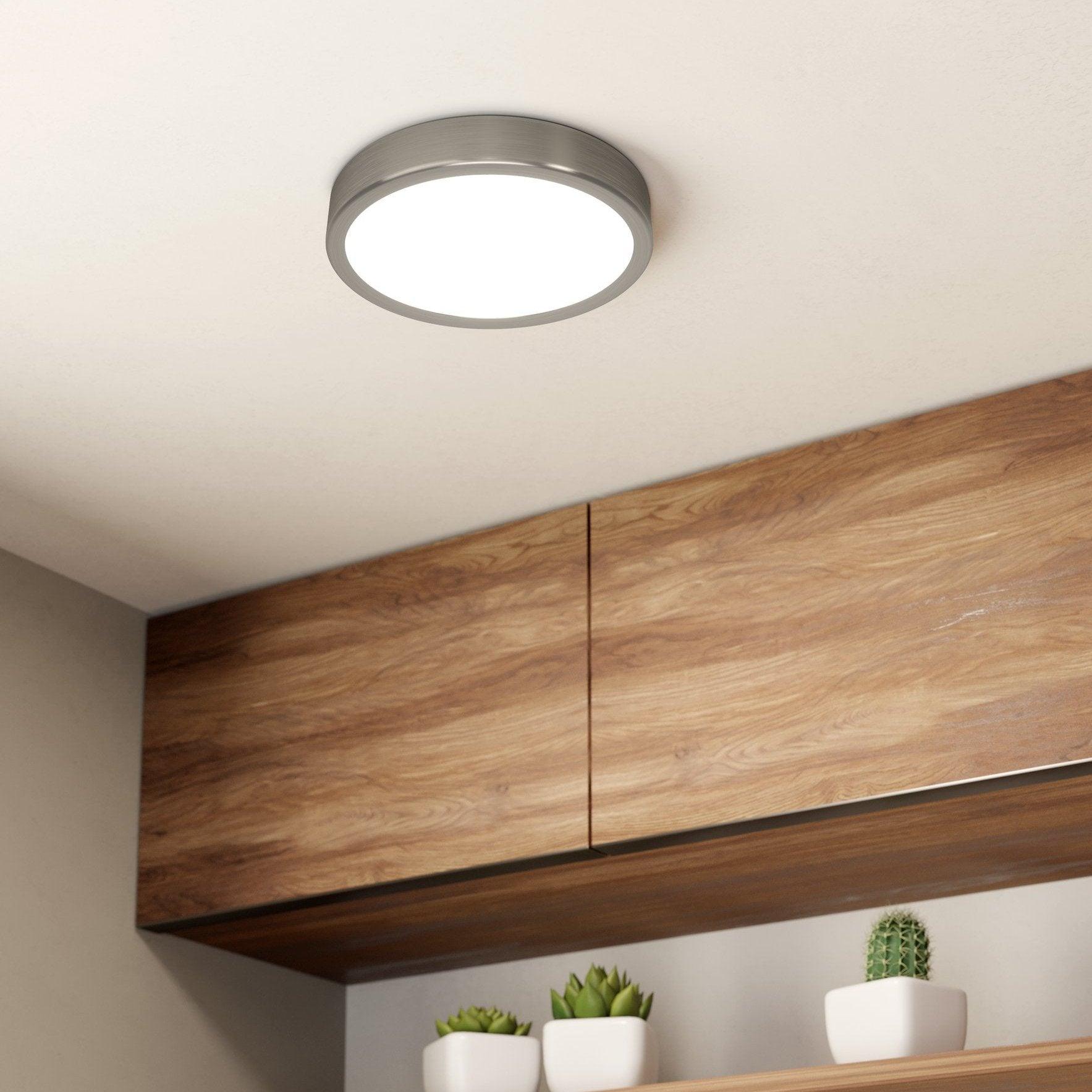 Eglo Fueva 5-LED Nickel Flush Mount Ceiling Light Fixture, 21cm/8.3 Inch, Cool White 4000K - Perfect for Kitchen, Bathroom, Hallway & Bedroom Lighting