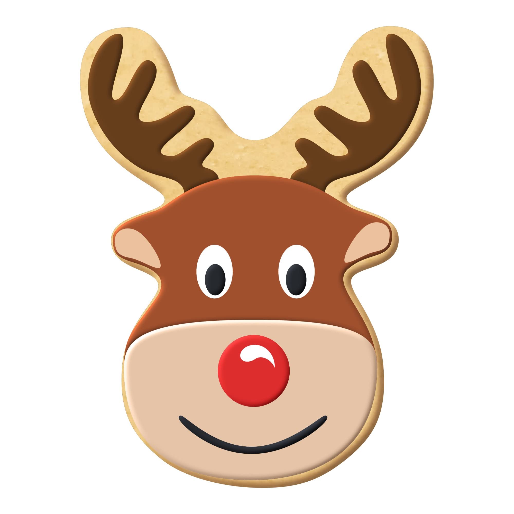 Foose Reindeer Face Cookie Cutter 3.75 Inch - Premium Tin Plated Steel Christmas Cookie Cutters - Reindeer Face Cookie Mold for Holiday Baking, DIY Cookies, and Christmas Party Decorations