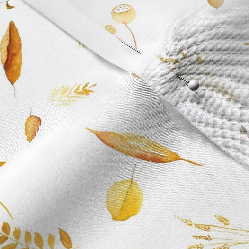 Gold Autumn Fall Rustic Printed Satin Fabric by The Yard - Spoonflower Fabric for Sewing, Lining, Apparel, Fashion, Blankets & Home Decor - Perfect for DIY Projects, Quilting, and Seasonal Crafts