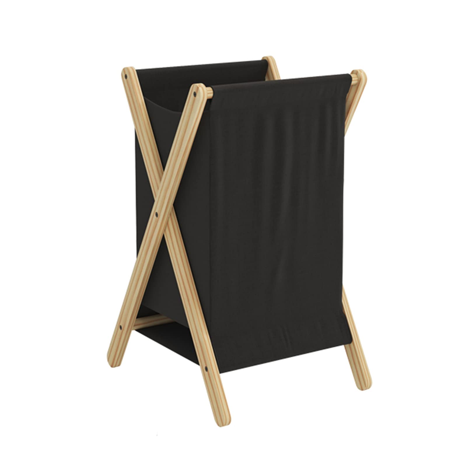 Japanese-Style Collapsible Wooden X-Frame Laundry Hamper Basket - Foldable Storage Organizer for Dirty Clothes, Toys & Household Items - Easy Assembly (Black) - Perfect for Bedroom, Bathroom, Nursery & Laundry Room Organization