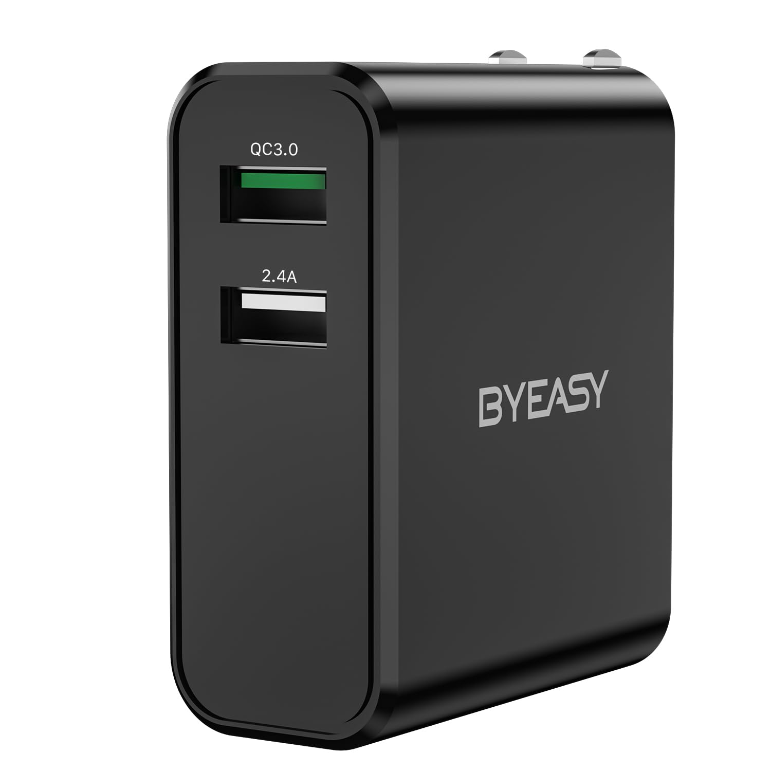 BYEASY 18W USB Wall Charger with QC3.0 Fast Charging - Dual Port Charger Block for iPhone, Samsung, Android Phones, Tablets & Bluetooth Headsets | Perfect for Home, Office & Travel Use