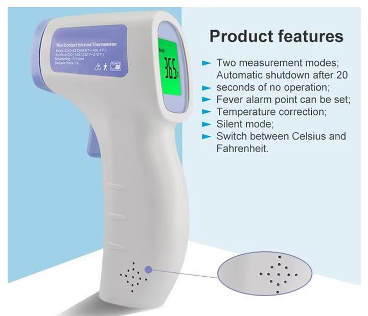 Non-Contact Dual Use Infrared Thermometer for Adults & Kids - Fast & Accurate Forehead/Ear Temperature Reading - FDA & CE Certified - Perfect for Home, Office, Travel & Medical Use