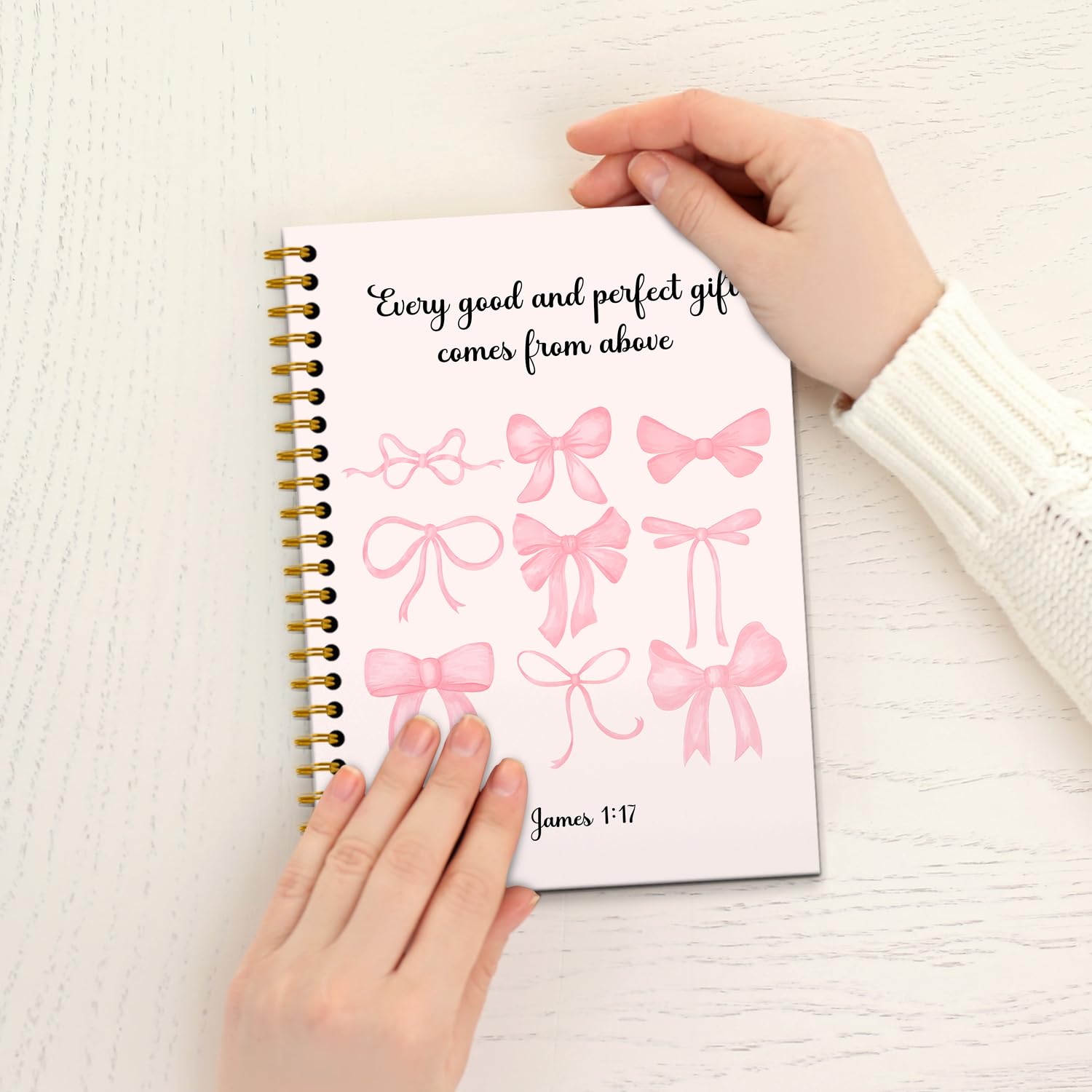 Pink Coquette Bows Spiral Journal Notebook 5.5×8.3 Inch - Christian Religious Diary & Preppy Bow Notebook for Women - 160 Pages Gift Idea for Girls, Teens & Students - Perfect for Bible Study, School Notes & Daily Journaling