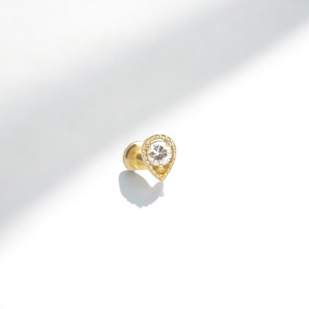 14K White Gold Pear Diamond Stud Earrings with Milgrain Detail - Perfect for Weddings, Anniversaries & Special Occasions