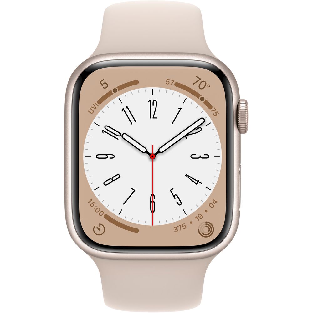 Apple Watch Series 8 (41mm) Starlight Aluminum Case with Starlight Sport Band - GPS Smartwatch for Fitness Tracking, Heart Rate Monitoring & iPhone Connectivity - Perfect for Workouts, Running & Everyday Wear