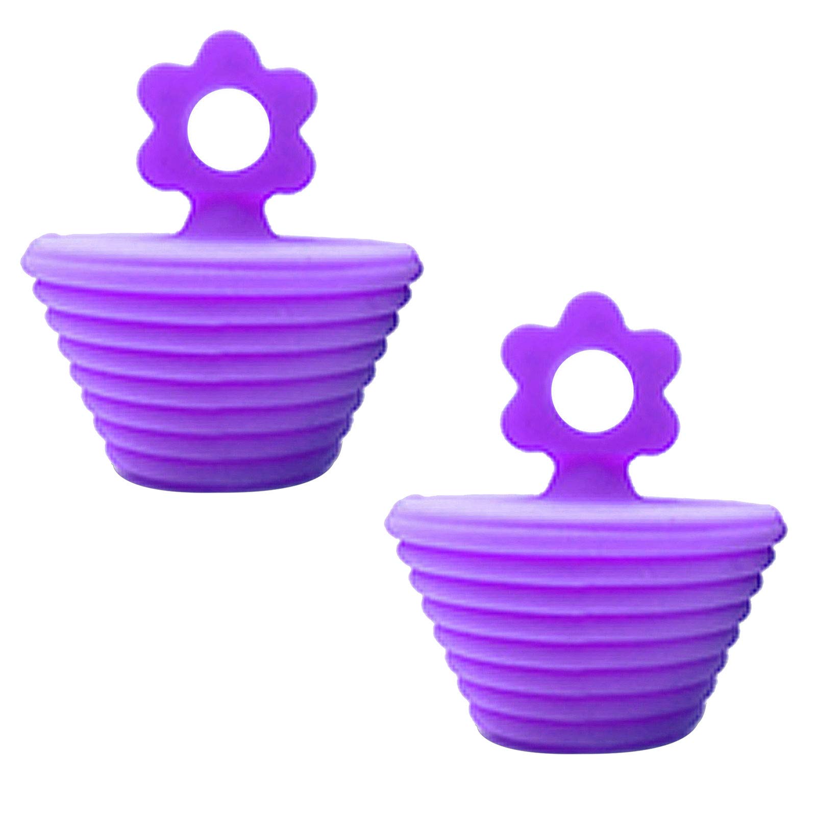 LEAQU 2-Pack Bathtub Drain Stopper - Corrosion-Resistant Silicone Sink Plug for Bathroom, Kitchen & Tub - Easy to Use Deodorizing Drain Cover (Purple) - Perfect for Clog Prevention & Odor Control in Home, Hotel & RV
