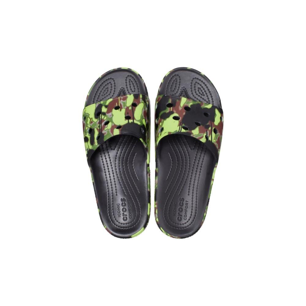 Crocs Unisex-Adult Classic Spray Camo Slide Sandals - Comfortable Waterproof Slip-On Shoes for Men & Women - Perfect for Beach, Pool, and Outdoor Activities