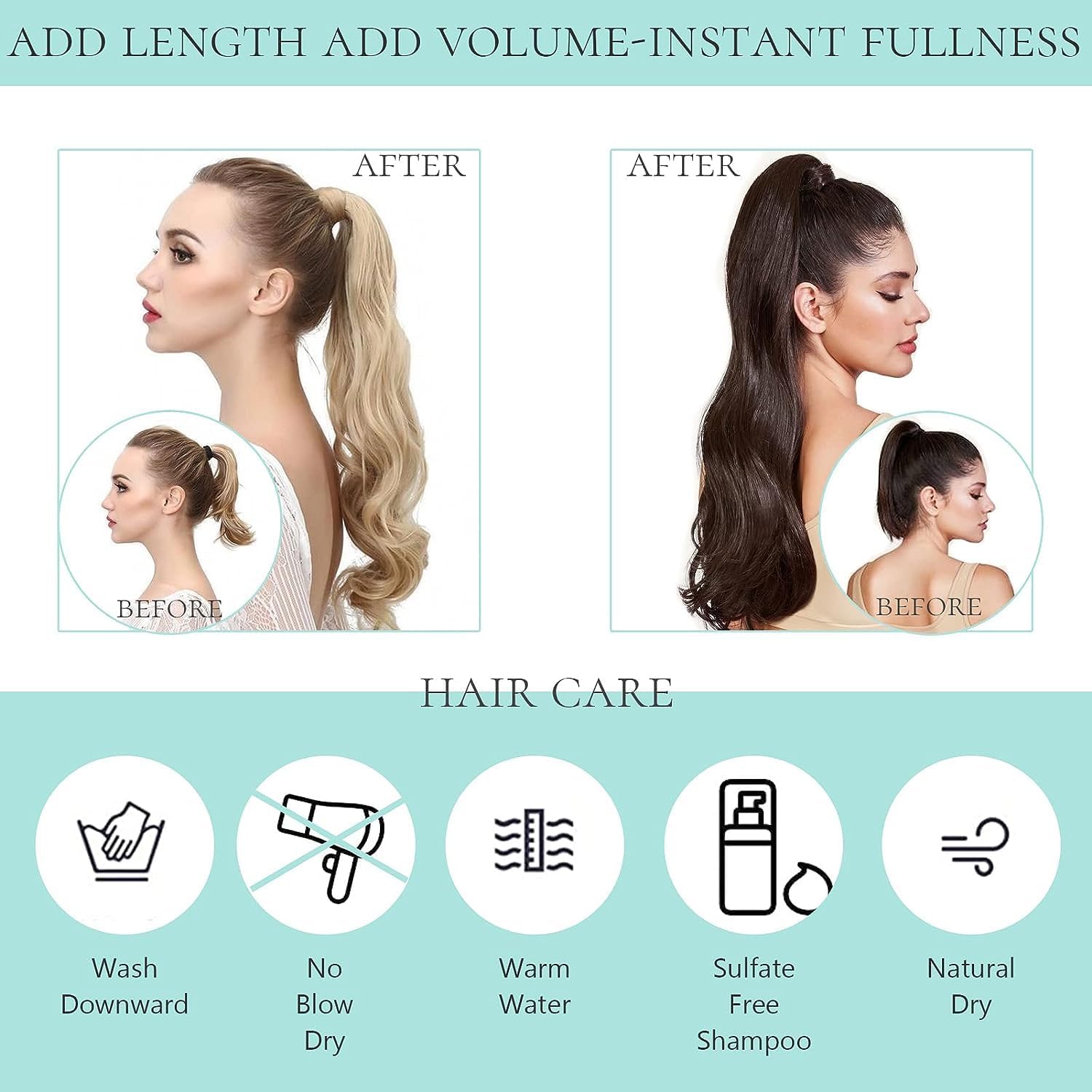 Loxxy 20 Inch Human Hair Ponytail Extensions - 90g Chocolate Brown Mixed Strawberry Blonde, Natural Hair Ponytail with Magic Paste for Women | Perfect for Parties, Weddings & Everyday Styling