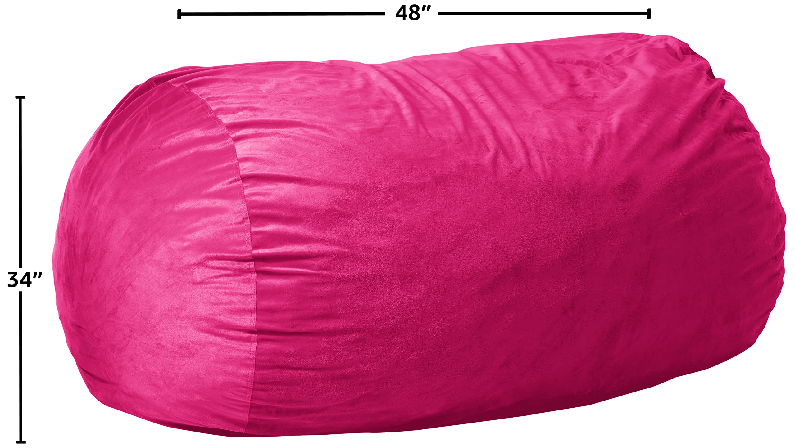 6-Foot Microsuede Bean Bag Chair Cover - Soft Pink Chill Sack for Living Room, Bedroom & Game Room | Durable & Comfortable Lounging Furniture for Adults & Teens