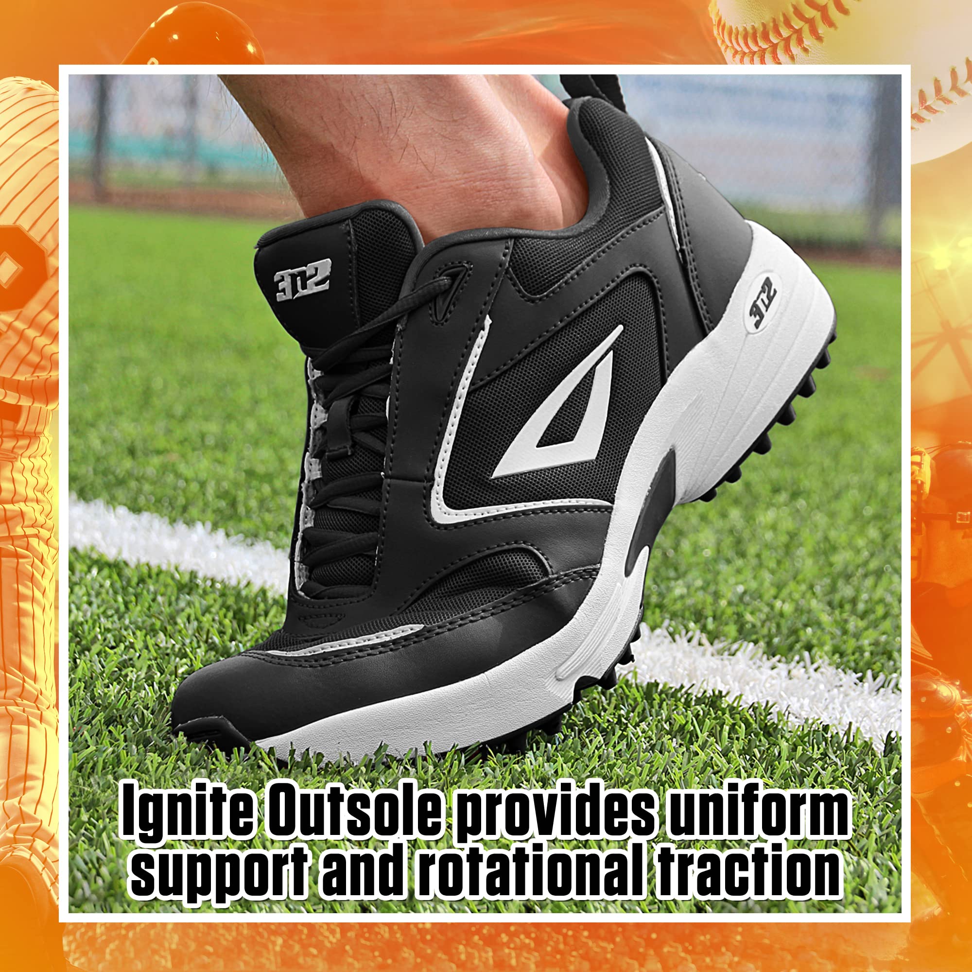 3N2 Mofo Turf Trainer Shoes for Men - Baseball & Softball Cleats, Coaching & Training Shoes - Lightweight & Durable for Field, Gym & Outdoor Sports