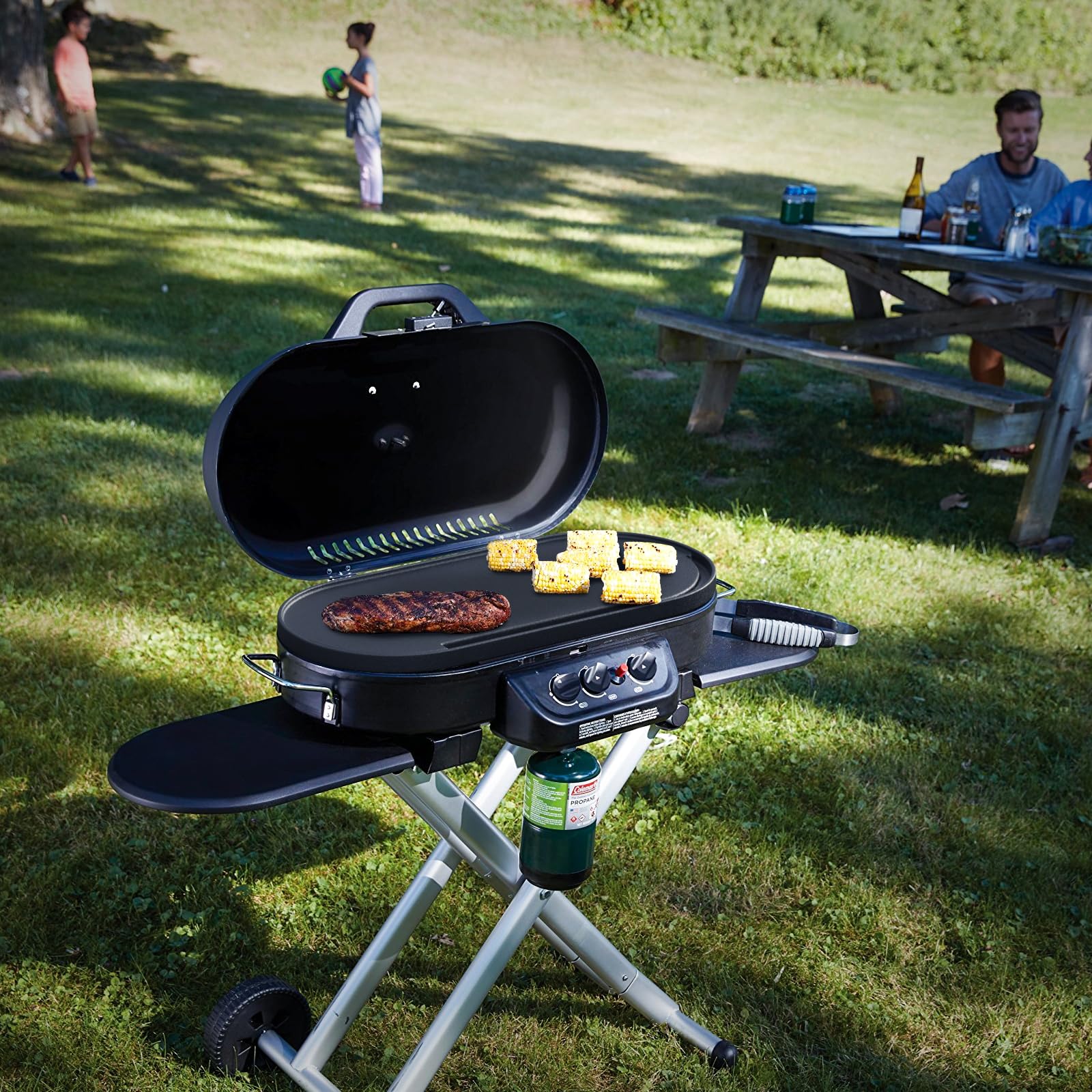 Coleman RoadTrip 285 Grill Cast Iron Griddle Replacement with Bag & 4FT Propane Hose Adapter - Perfect for Camping, Tailgating & Outdoor Cooking Accessories