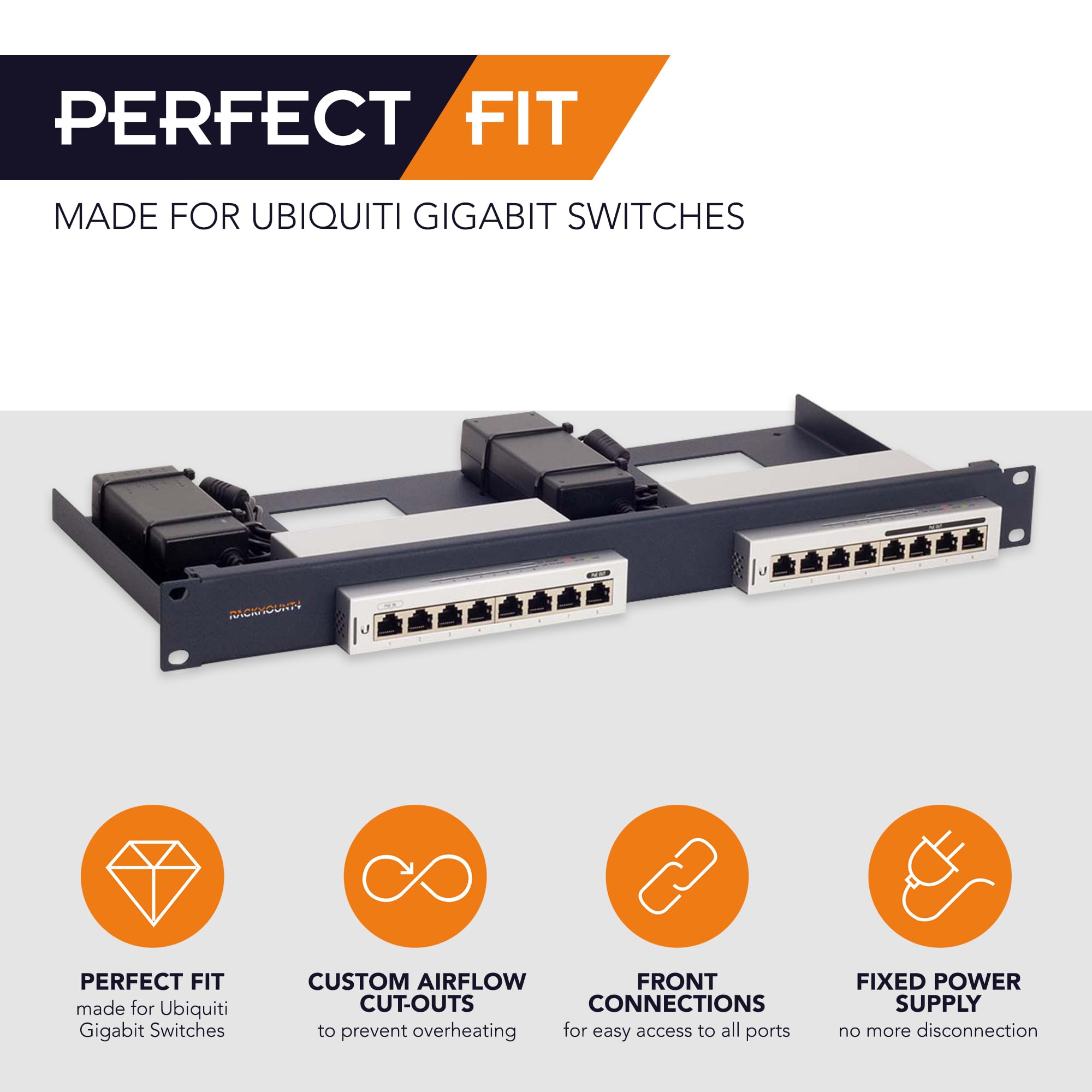 RM-UB-T1 Rack Mounting Kit for Ubiquiti UniFi Switch 8 & 8-60W - Secure Server Rack Installation for Network Switches | Perfect for Data Centers & Home Office Networks