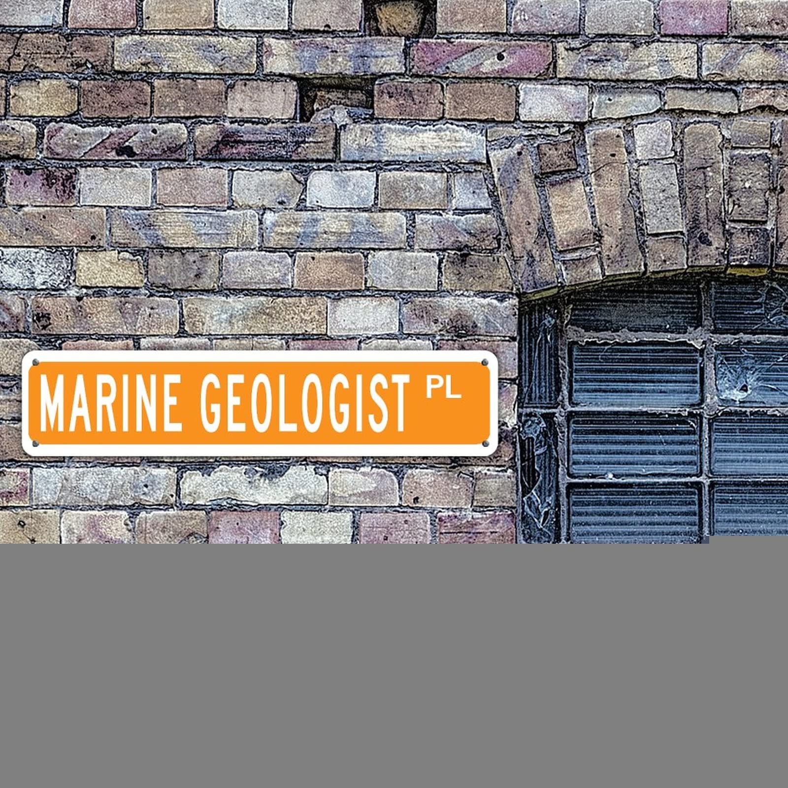 Custom Retro Solid Yellow Aluminum Plaque Sign - Marine Geologist PL - UV Protected for Indoor & Outdoor Use - 4x18 Inches - Perfect for Office, Garage, Restaurants, and Street Decor