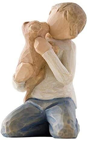 Handiya Resin Sculpture - Hugging Couple with Pet Figurine, Home Decor Statue for Living Room, Shelf & Office | Family & Couples Gift Idea (Color B)
