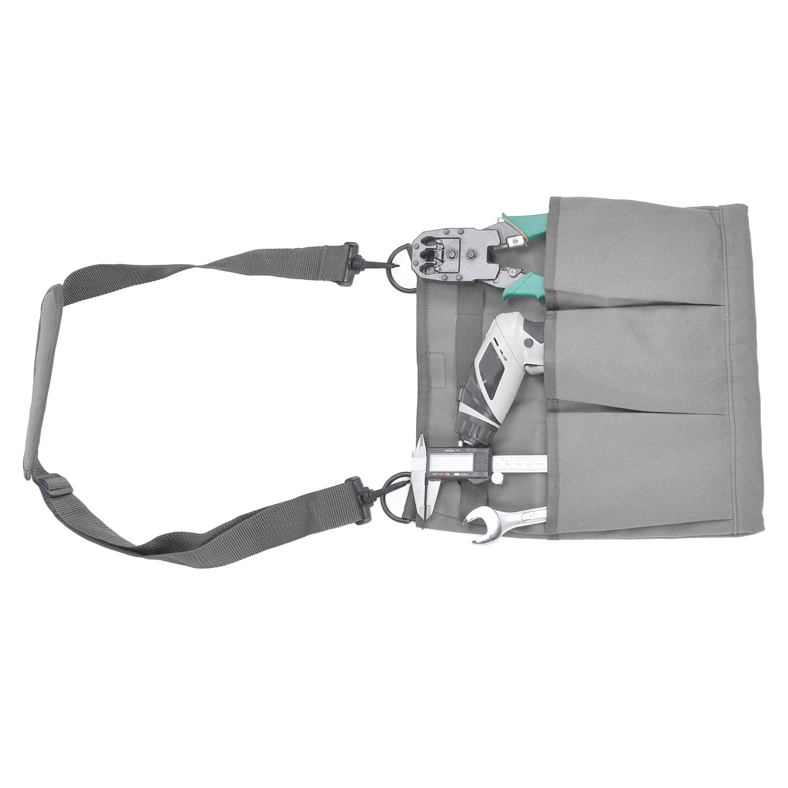 Alvinlite Heavy Duty Canvas Gardening Tool Bag with Multiple Pockets - Crossbody Shoulder Storage Organizer for Pruning Shears, Trowels & Garden Tools (Gray) - Perfect for Landscaping, Yard Work & Outdoor Activities