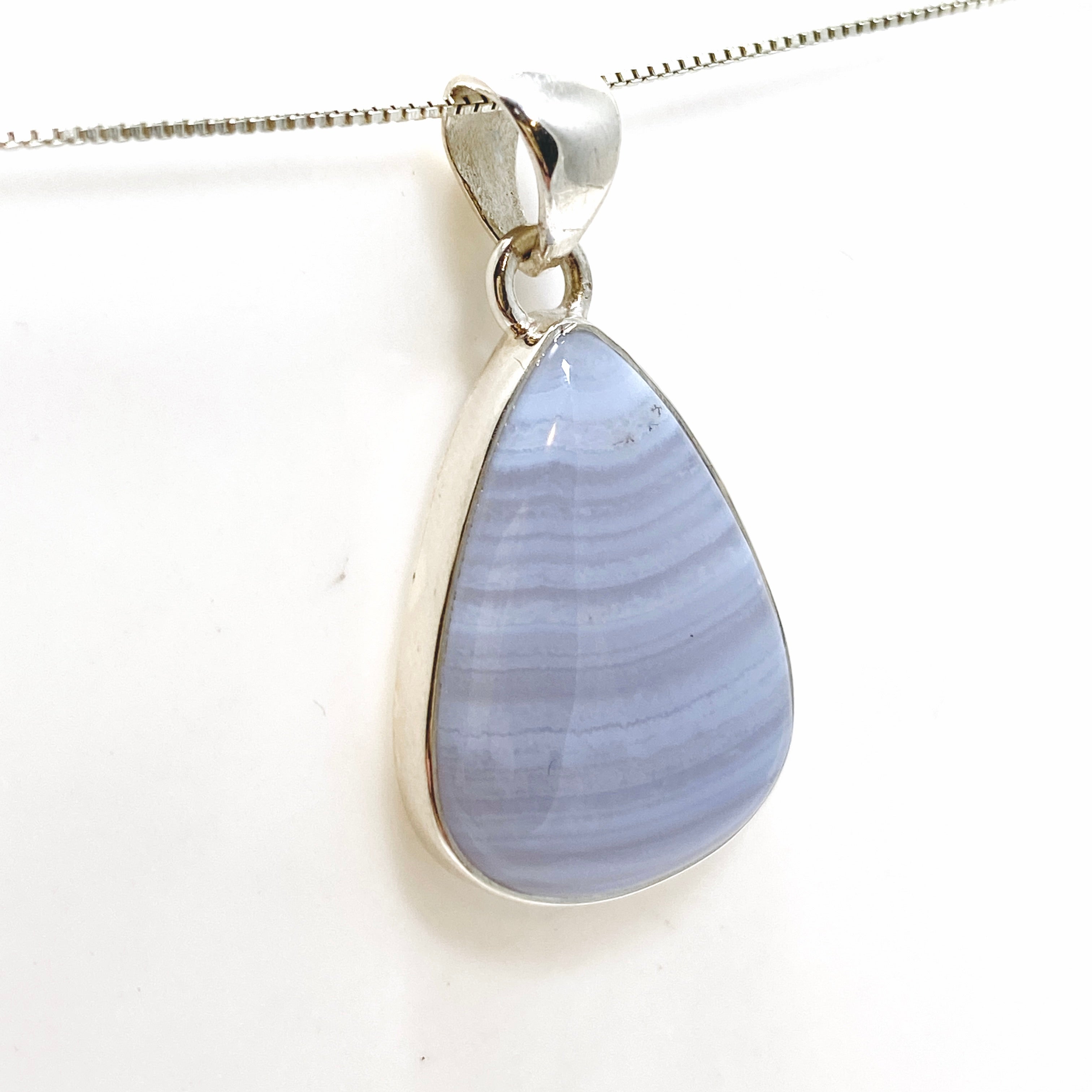 Blue Lace Agate Teardrop Cabochon Pendant - Natural Stone Jewelry for Women - Perfect for Necklace Making, DIY Crafts & Gift Giving