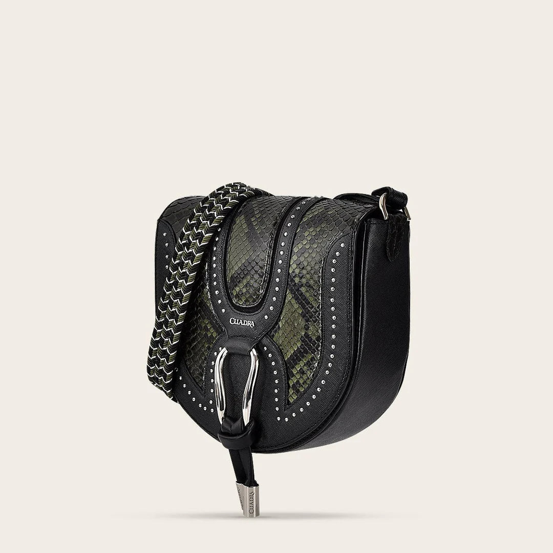 BOD97PH Stylish Women's Green Python Leather Handbag - Fashionable Clutch for Evening Parties, Date Nights & Special Occasions