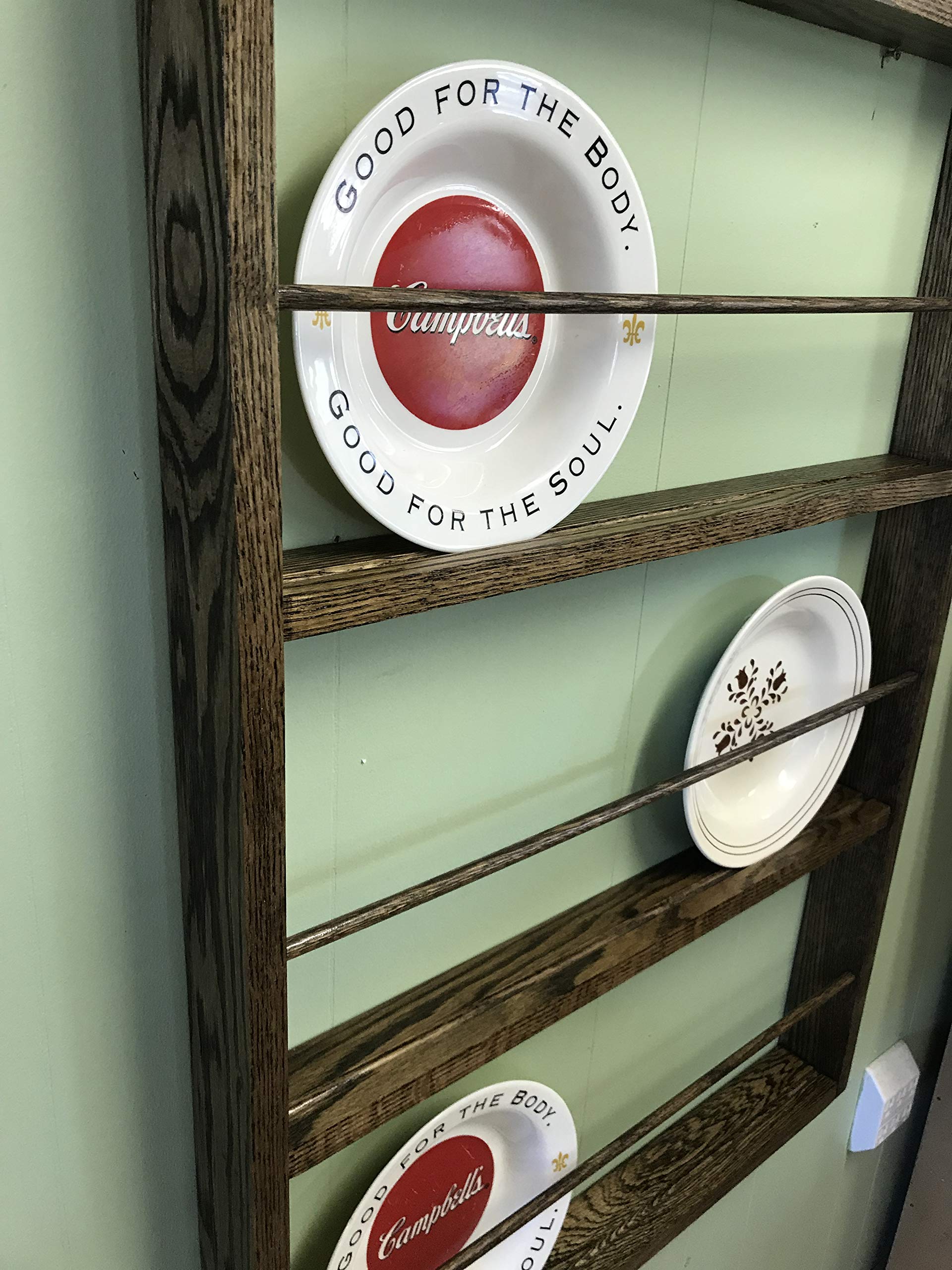 Farmhouse Plate Rack - Rustic Wooden Wall Mounted Kitchen Shelf Organizer | Perfect for Country Style Kitchens, Dining Rooms & Pantry Storage
