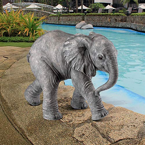 Design Toscano Eloise The Baby Calf Elephant Statue - Handcrafted Resin Elephant Sculpture for Home Decor, Garden Ornament, and Unique Gift Idea