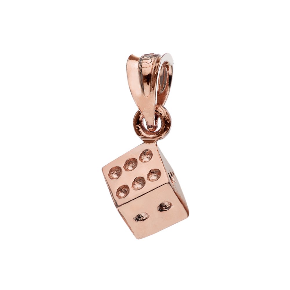 14K Rose Gold Die Pendant Necklace with Chain - Elegant Dainty Jewelry for Women, Perfect Gift for Birthday, Anniversary & Special Occasions