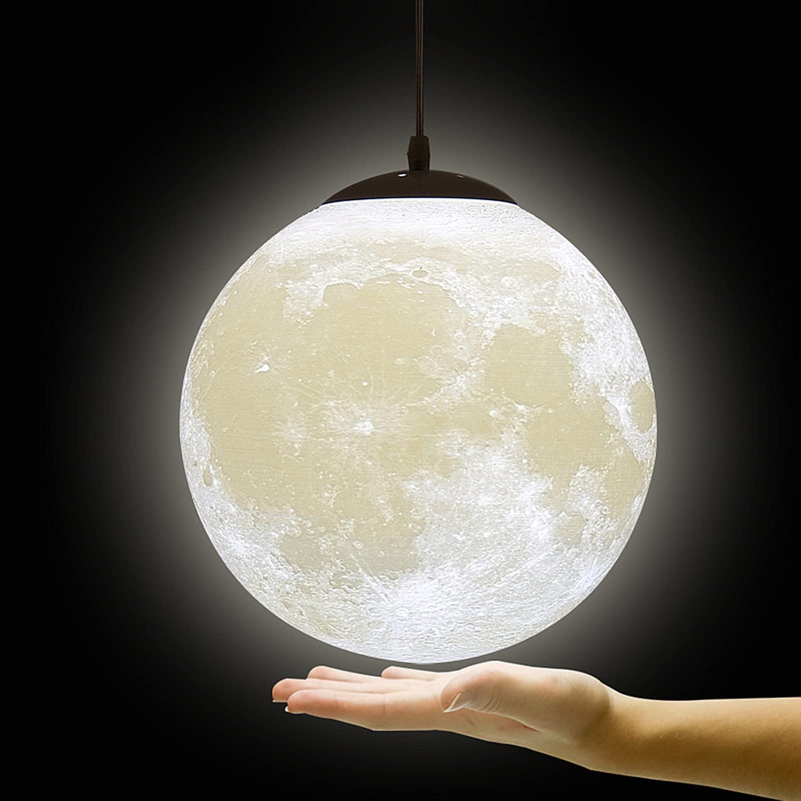 KRUIHAN Moon Pendant Ceiling Light - 25CM Dimmable LED Hanging Lamp for Kids Room, Bedroom, Living Room, Restaurant - Modern Nursery Decor & Romantic Dining Ambiance Lighting
