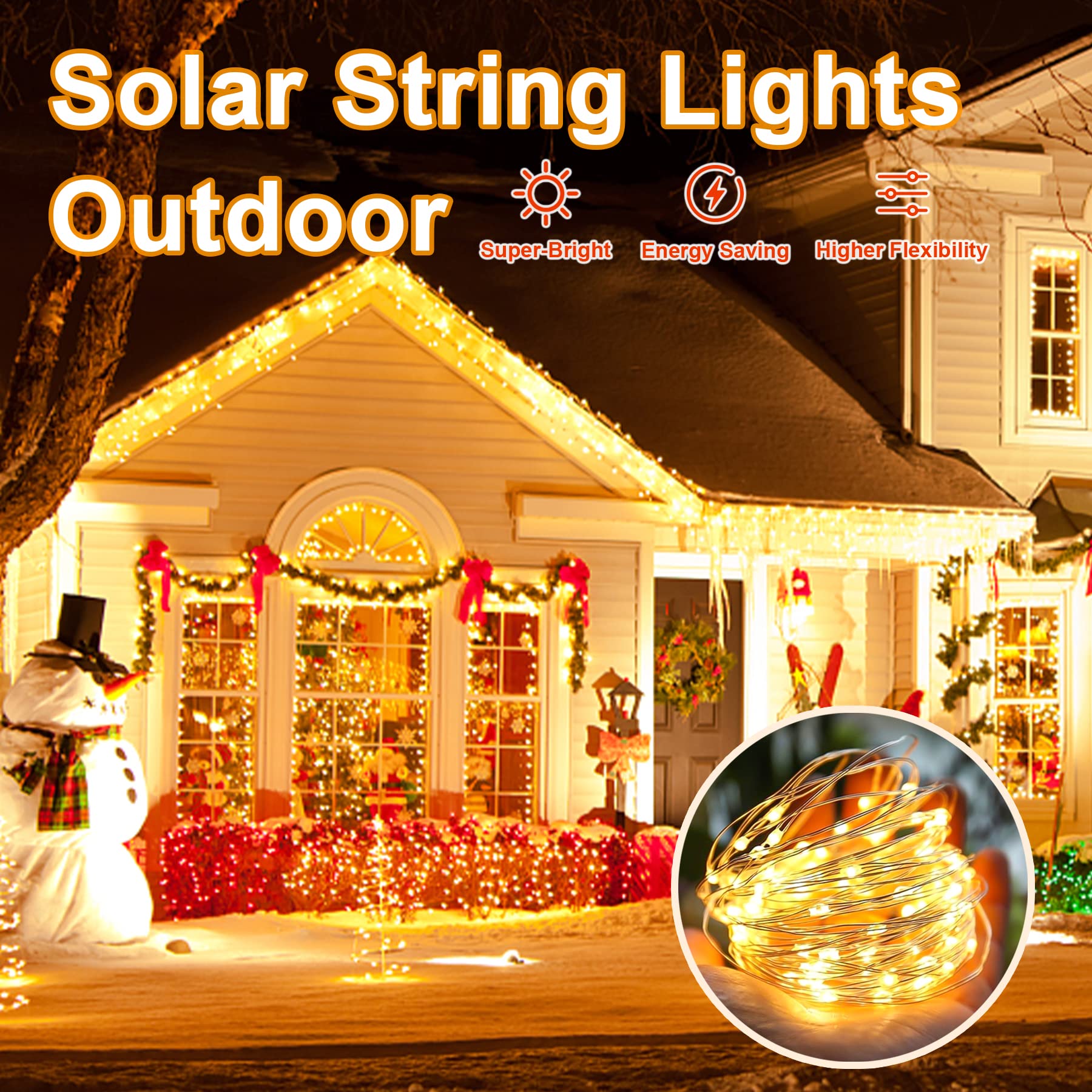 LIGHTOP 2 Pack 33FT 100LED Solar String Lights Outdoor Waterproof Fairy Lights with Copper Wire - Warm White for Garden, Wedding, Party, Terrace, Yard, Tree & Patio Decoration | Perfect for Backyard, Landscape Lighting and Holiday Decor